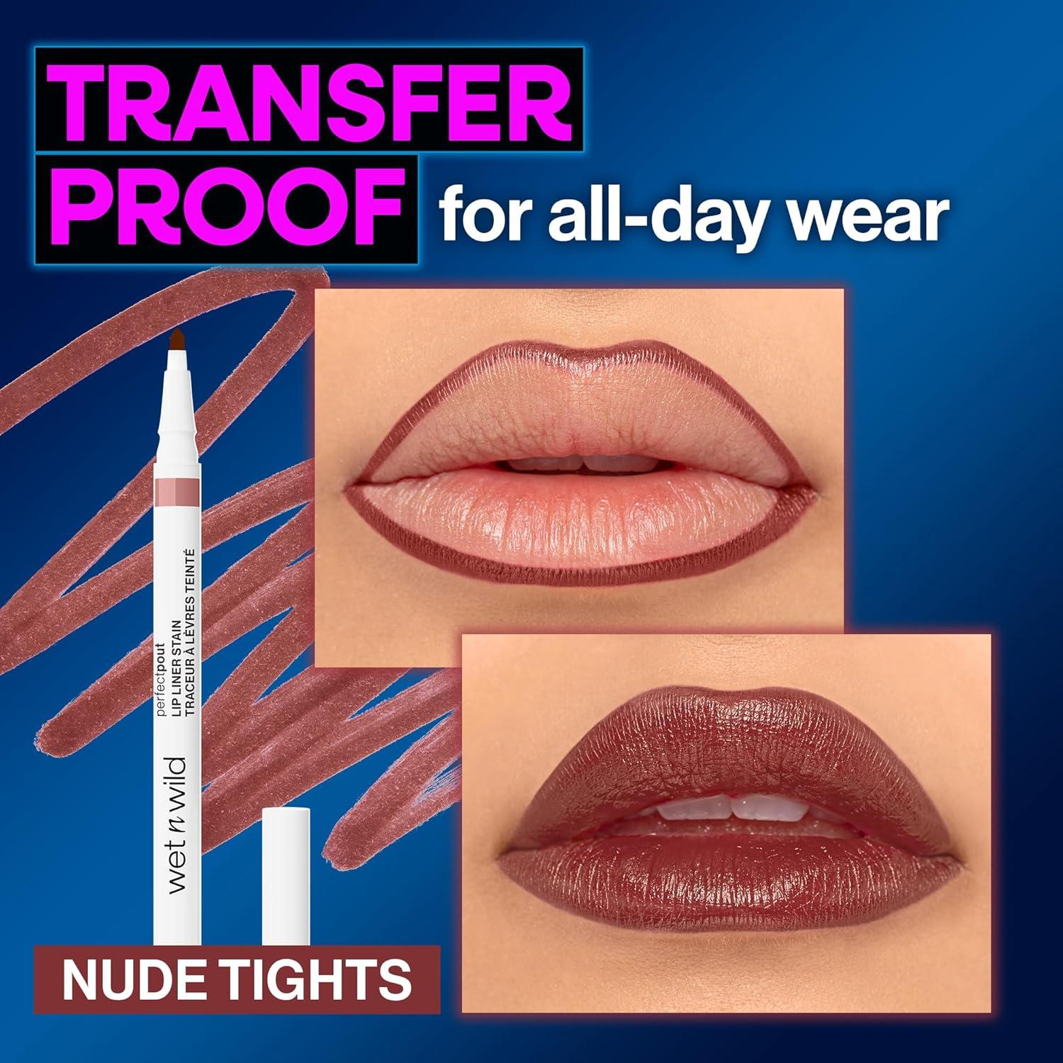 wet n wild Perfect Pout Matte Retractable Gel Lip Liner Pencil, Rich Creamy Long Lasting Color, Well-Defined and Flawless Application, Vegan & Cruelty-Free – Purple Lay Down the Mauves(Nude Tights)