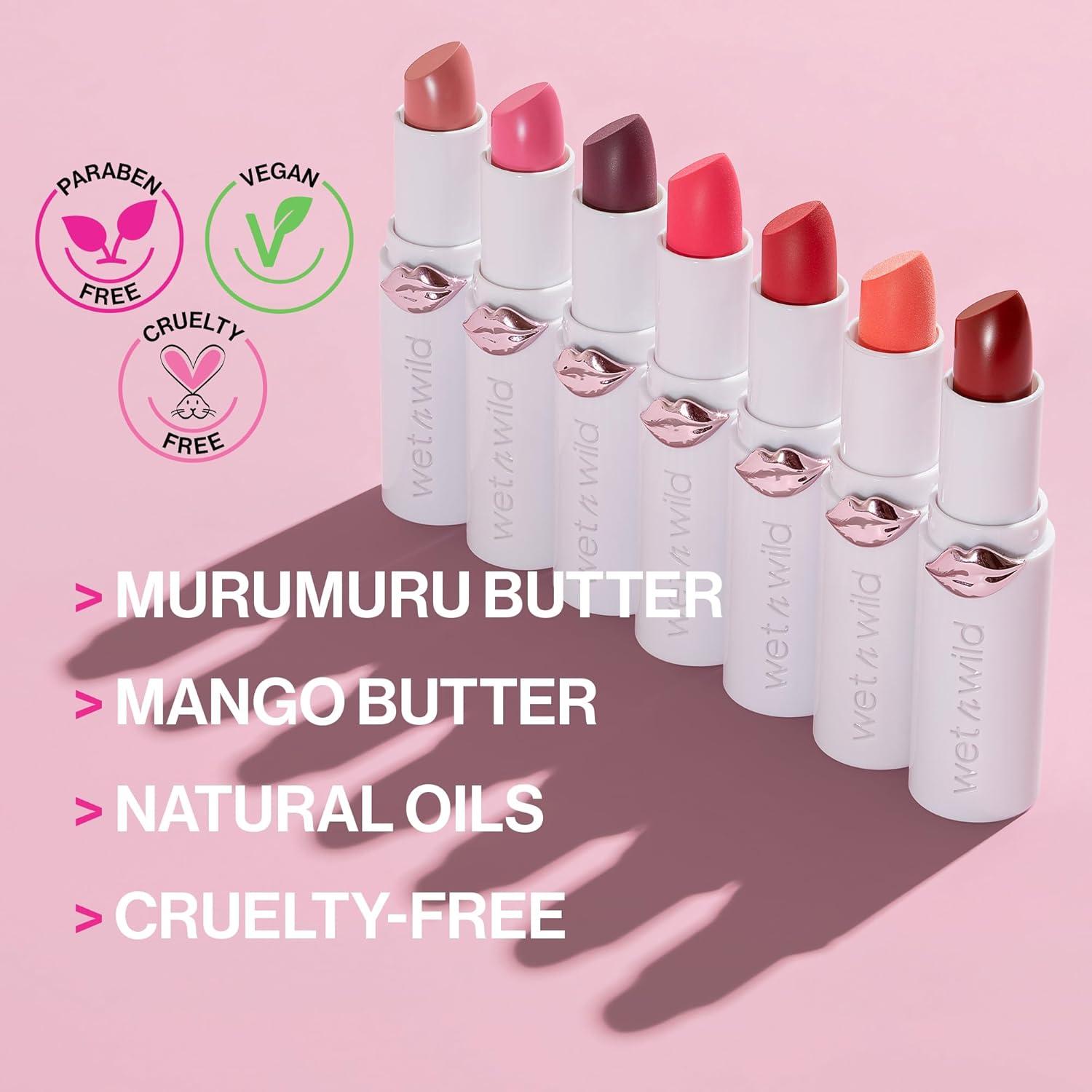 wet n wild Mega Last High-Shine Lipstick Lip Color, Infused with Seed Oils For a Nourishing High-Shine, Buildable & Blendable Creamy Color, Cruelty-Free & Vegan – Pinky Ring(Clothes Off)