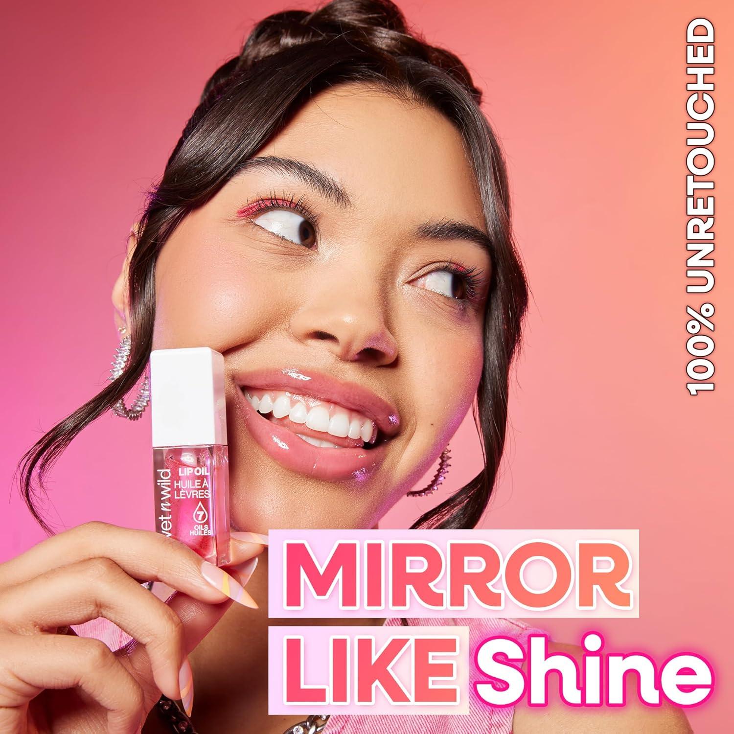 wet n wild Lip Oil – Lightweight, Non-Sticky, Hydrating & Nourishing Formula with 7 Conditioning Oils, Vegan & Cruelty-Free – Cedar Rose(Rose Quartz)