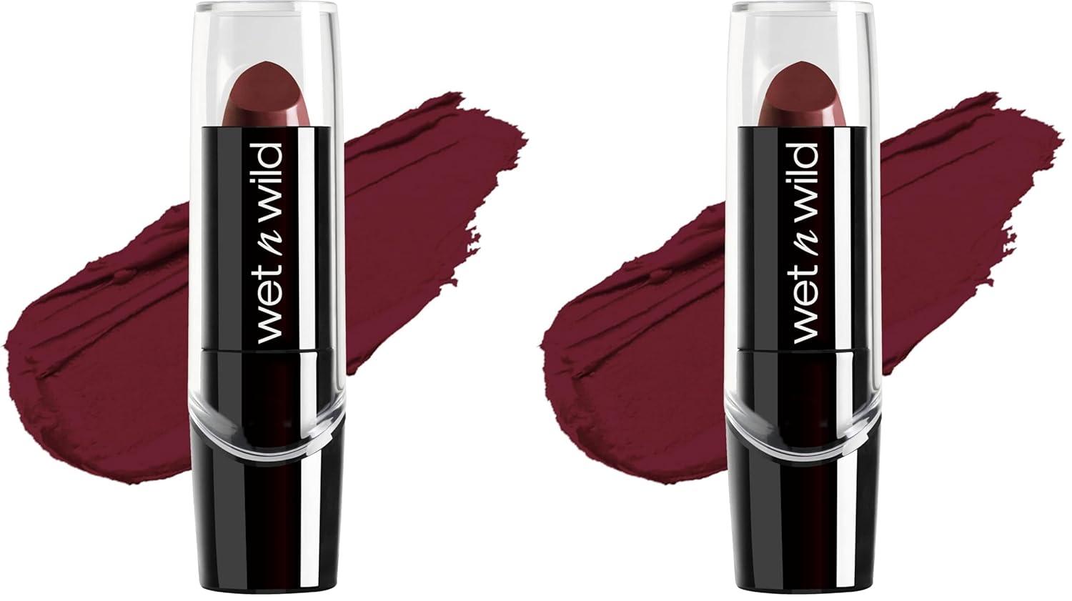 wet n wild Silk Finish Lipstick, Hydrating Rich Buildable Lip Color, Formulated with Vitamins A,E, & Macadamia for Ultimate Hydration, Cruelty-Free & Vegan – Hot Red(Dark Wine)