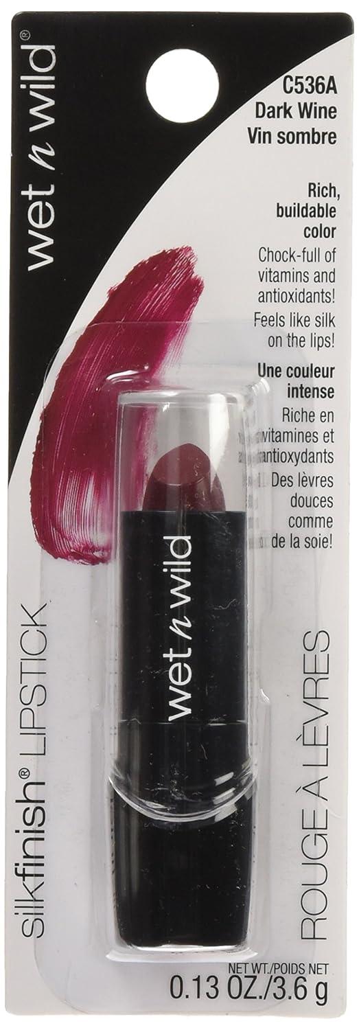 wet n wild Silk Finish Lipstick, Hydrating Rich Buildable Lip Color, Formulated with Vitamins A,E, & Macadamia for Ultimate Hydration, Cruelty-Free & Vegan – Hot Red(Dark Wine)