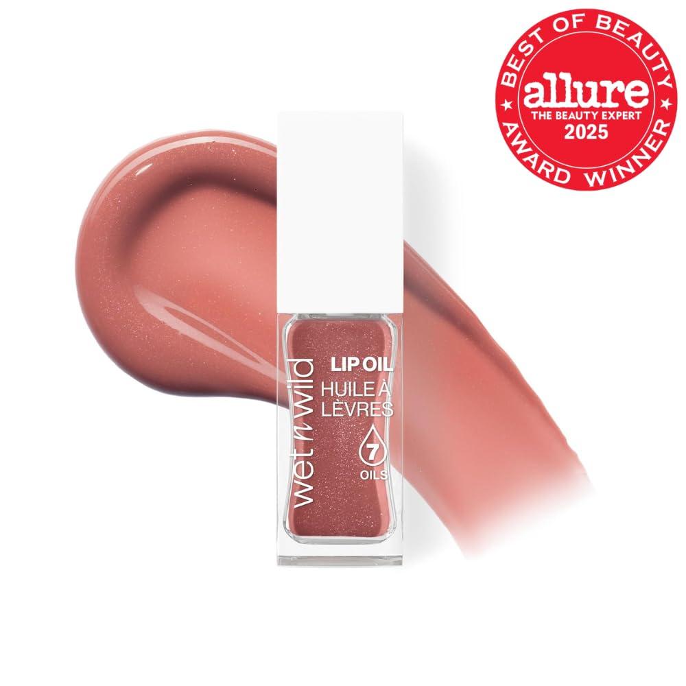 wet n wild Hello Kitty Glitter Lip Oil, New 10 Oil Infused Formula, Warm Apple Pie Lightly Scented, Sparkly Bold Colors, Cruelty-Free & Vegan – Diamond Bow(Cocoa Rose)