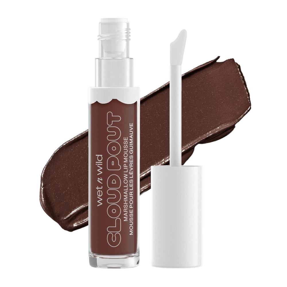 wet n wild Lip Cream Cloud Pout w/Marshmallow, Pink Girl, You’re Whipped | Argan Oil | Vitamin E | Marshmallow Flavored(Dark Brown Love You Smore)