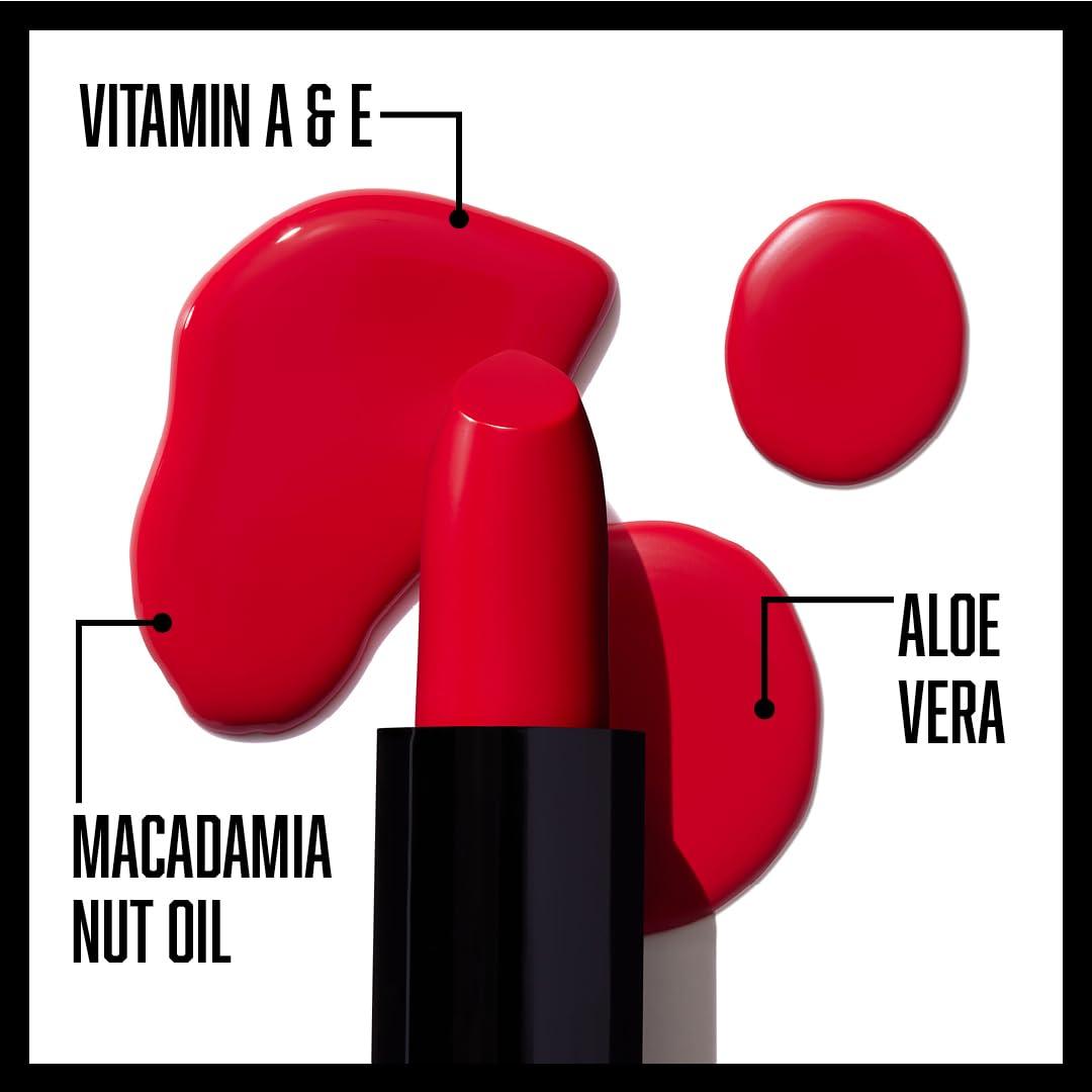 wet n wild Silk Finish Lipstick, Hydrating Rich Buildable Lip Color, Formulated with Vitamins A,E, & Macadamia for Ultimate Hydration, Cruelty-Free & Vegan – Hot Red(Cashmere)