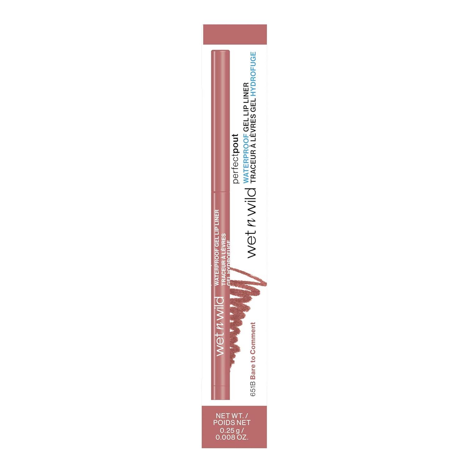wet n wild Perfect Pout Matte Retractable Gel Lip Liner Pencil, Rich Creamy Long Lasting Color, Well-Defined and Flawless Application, Vegan & Cruelty-Free – Purple Lay Down the Mauves(Bare To Comment)