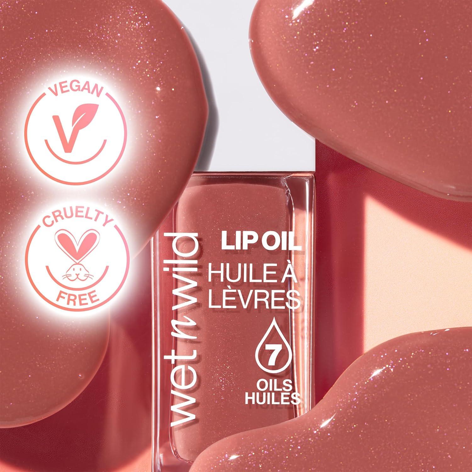 wet n wild Lip Oil – Lightweight, Non-Sticky, Hydrating & Nourishing Formula with 7 Conditioning Oils, Vegan & Cruelty-Free – Cedar Rose(Cocoa Rose)