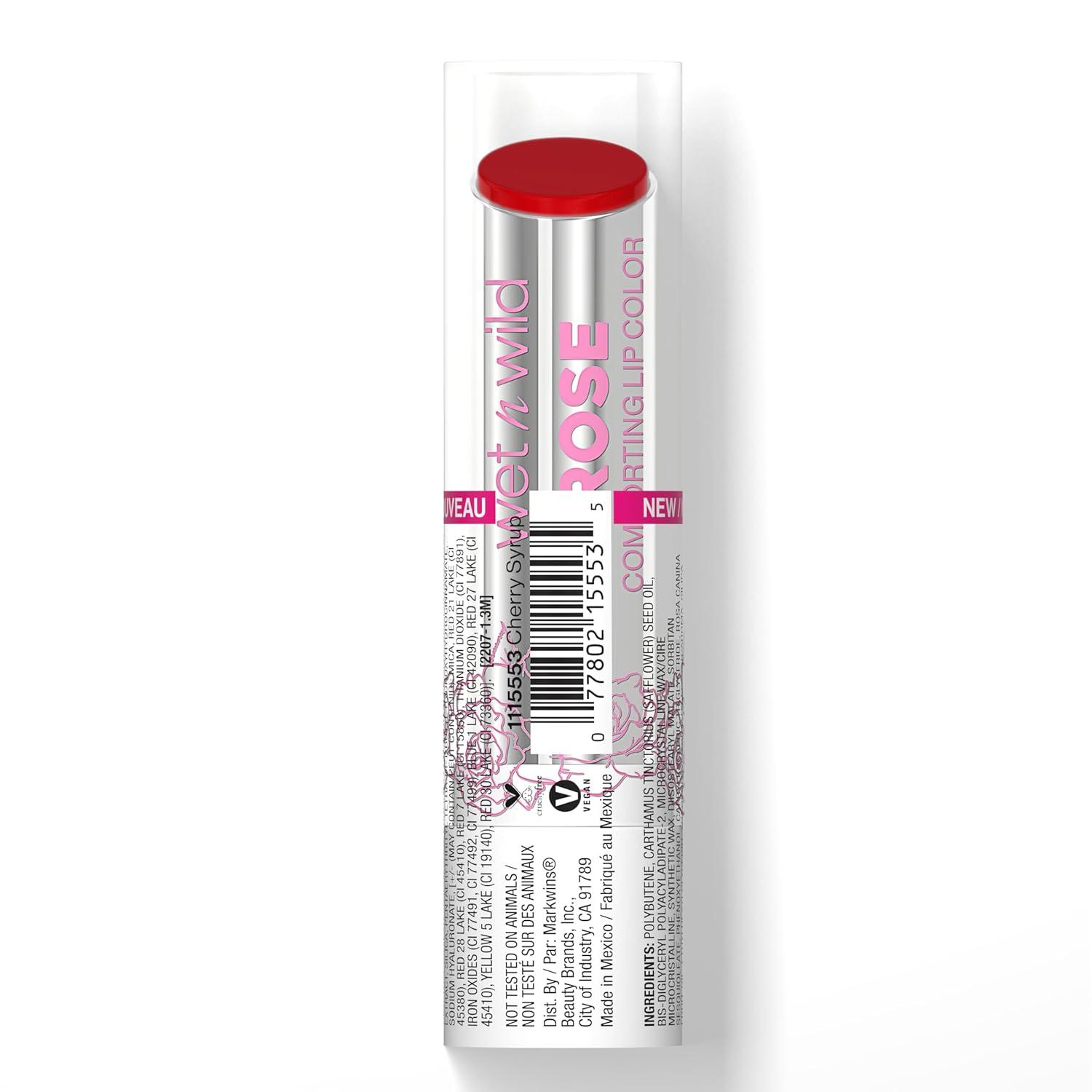 wet n wild Rose Comforting Glossy Natural Lipstick Dark Red Taffy Daddy(Cherry Syrup)
