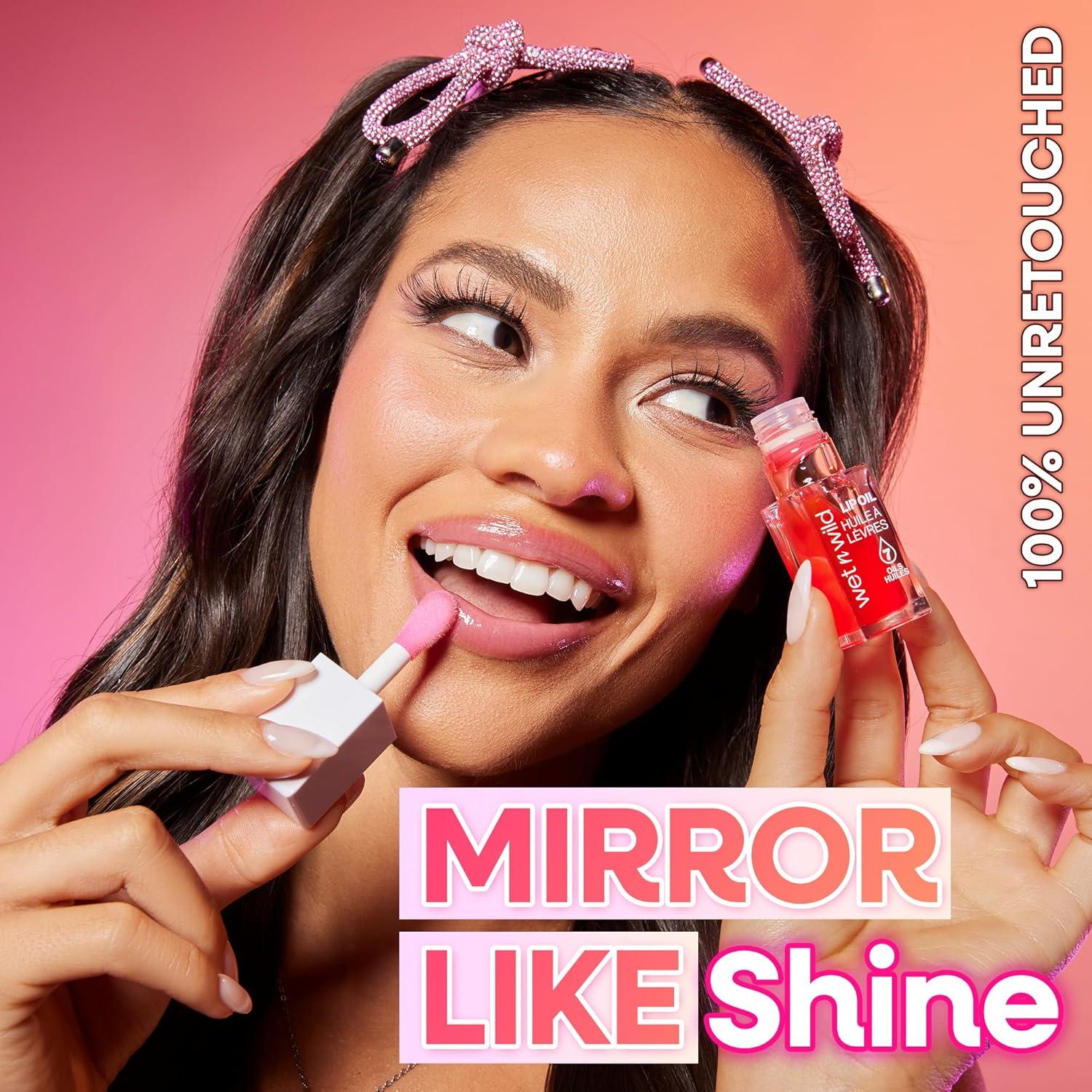 wet n wild Lip Oil – Lightweight, Non-Sticky, Hydrating & Nourishing Formula with 7 Conditioning Oils, Vegan & Cruelty-Free – Cedar Rose(Sweet Cherries)
