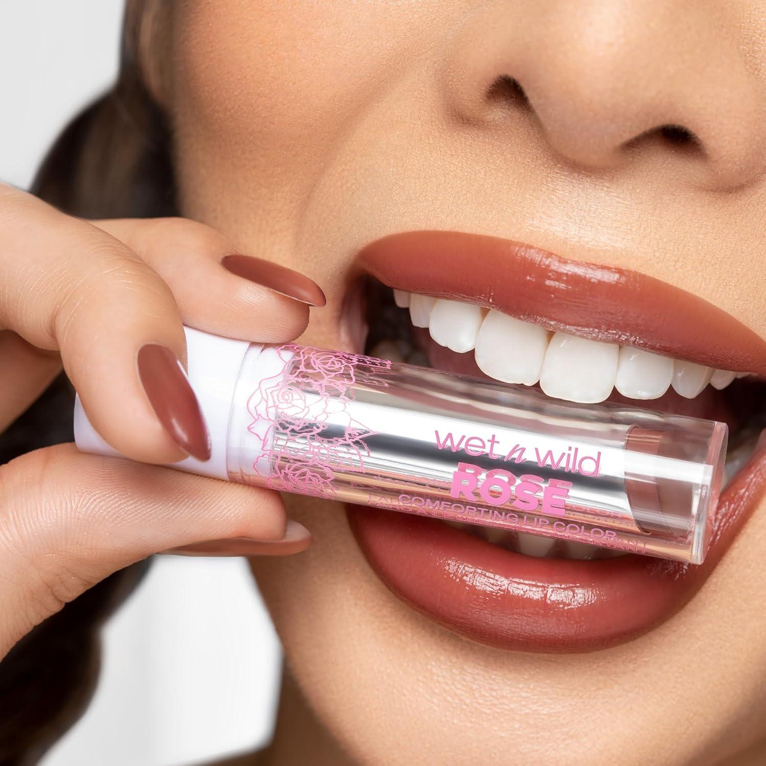 wet n wild Rose Comforting Glossy Natural Lipstick Dark Red Taffy Daddy(Pecan Glaze)