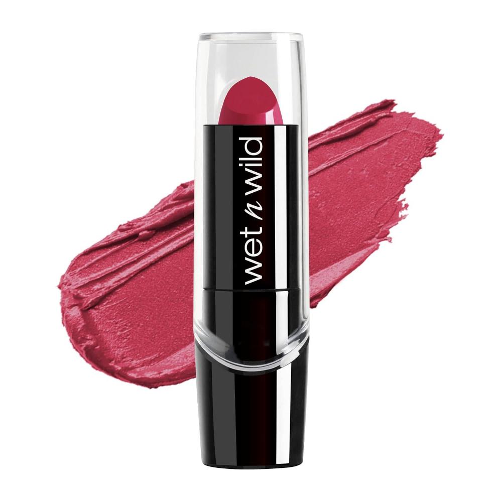 wet n wild Silk Finish Lipstick, Hydrating Rich Buildable Lip Color, Formulated with Vitamins A,E, & Macadamia for Ultimate Hydration, Cruelty-Free & Vegan – Hot Red(In The Near Fuchsia)