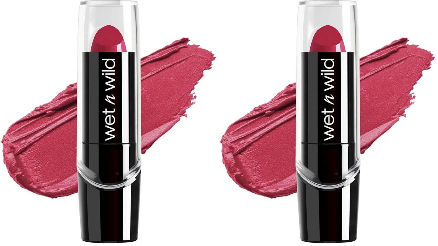 wet n wild Silk Finish Lipstick, Hydrating Rich Buildable Lip Color, Formulated with Vitamins A,E, & Macadamia for Ultimate Hydration, Cruelty-Free & Vegan – Hot Red(In The Near Fuchsia)