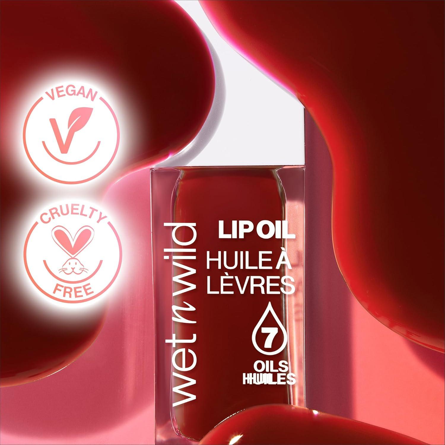 wet n wild Hello Kitty Glitter Lip Oil, New 10 Oil Infused Formula, Warm Apple Pie Lightly Scented, Sparkly Bold Colors, Cruelty-Free & Vegan – Diamond Bow(Merlot Glass)