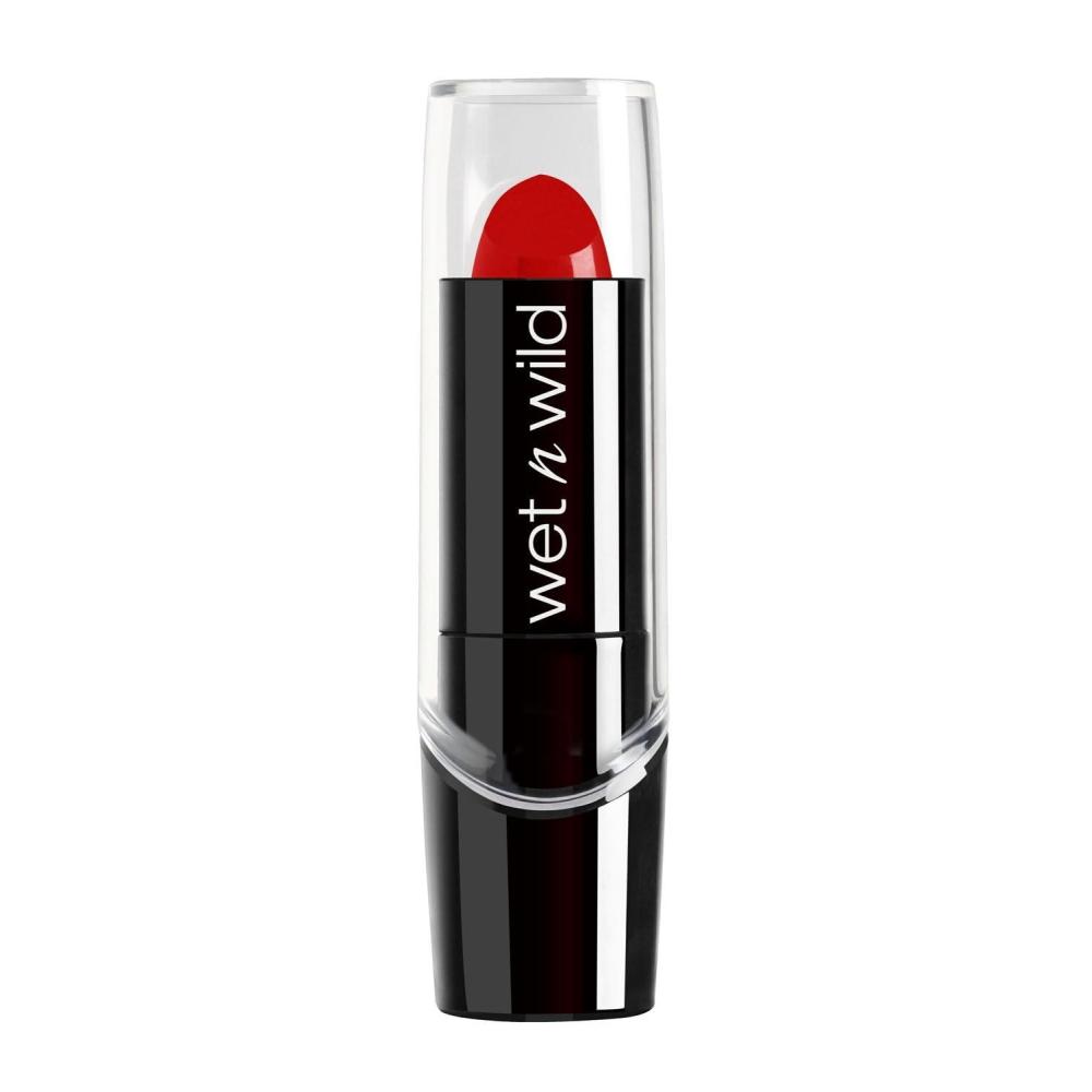 wet n wild Silk Finish Lipstick, Hydrating Rich Buildable Lip Color, Formulated with Vitamins A,E, & Macadamia for Ultimate Hydration, Cruelty-Free & Vegan – Hot Red(Hot Red)