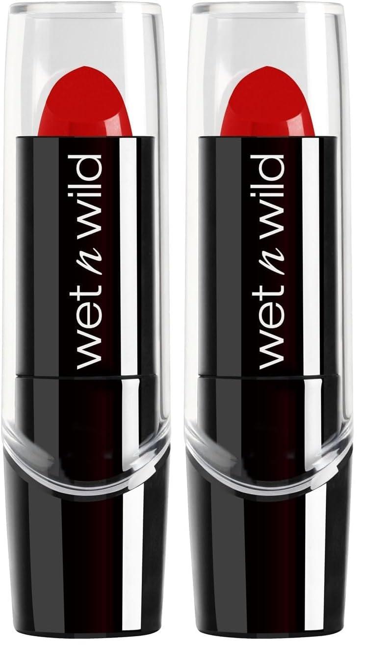 wet n wild Silk Finish Lipstick, Hydrating Rich Buildable Lip Color, Formulated with Vitamins A,E, & Macadamia for Ultimate Hydration, Cruelty-Free & Vegan – Hot Red(Hot Red)