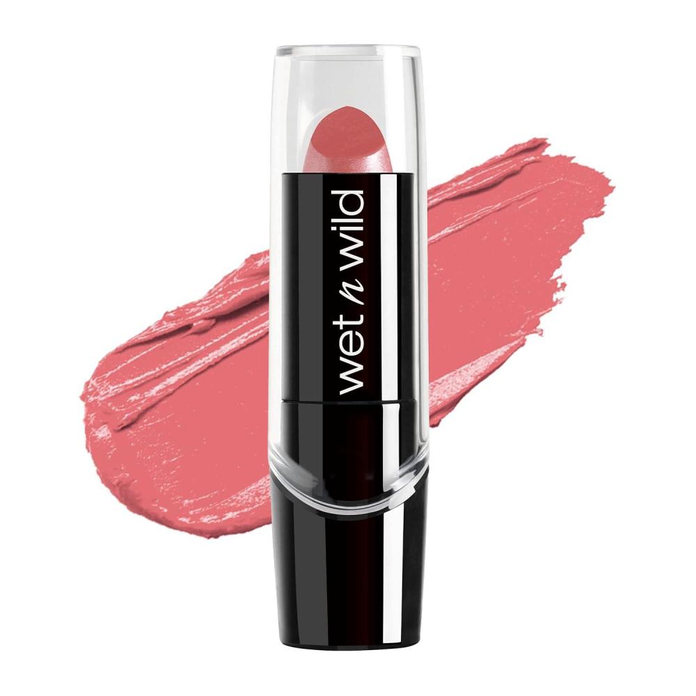 wet n wild Silk Finish Lipstick, Hydrating Rich Buildable Lip Color, Formulated with Vitamins A,E, & Macadamia for Ultimate Hydration, Cruelty-Free & Vegan – Hot Red(Sunset Peach)