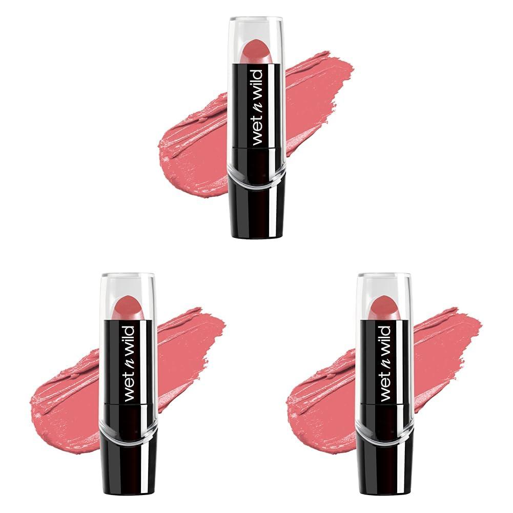 wet n wild Silk Finish Lipstick, Hydrating Rich Buildable Lip Color, Formulated with Vitamins A,E, & Macadamia for Ultimate Hydration, Cruelty-Free & Vegan – Hot Red(Sunset Peach)