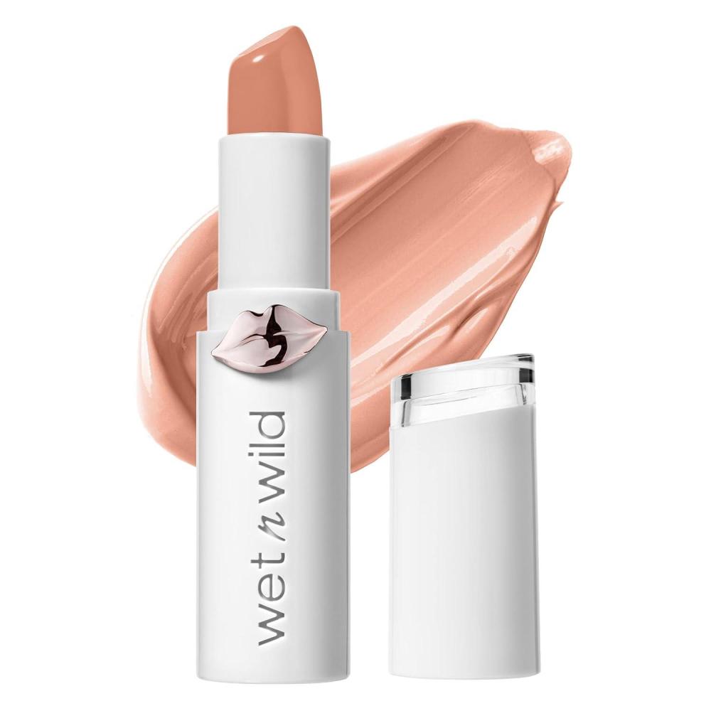 wet n wild Mega Last High-Shine Lipstick Lip Color, Infused with Seed Oils For a Nourishing High-Shine, Buildable & Blendable Creamy Color, Cruelty-Free & Vegan – Pinky Ring(Peach Please)