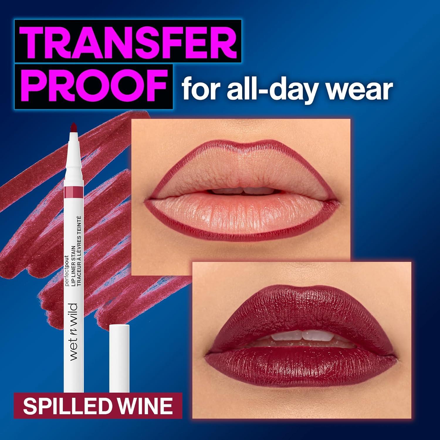 wet n wild Perfect Pout Matte Retractable Gel Lip Liner Pencil, Rich Creamy Long Lasting Color, Well-Defined and Flawless Application, Vegan & Cruelty-Free – Purple Lay Down the Mauves(Spilled Wine)