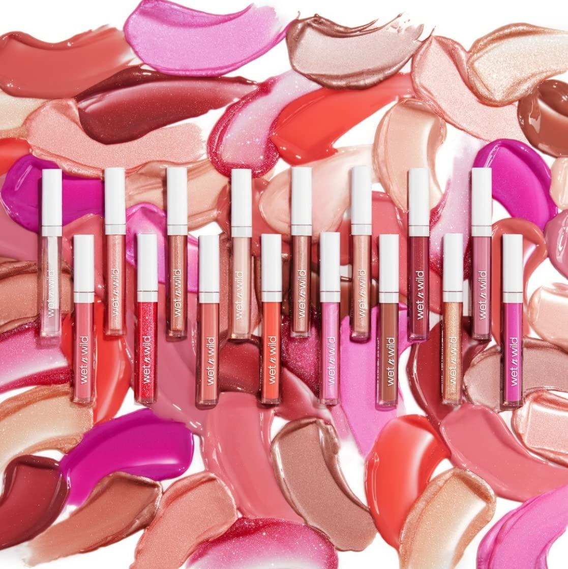 wet n wild MegaSlicks Lip Gloss, Ultra-Glossy, Vitamin-E Enriched, Ultra-Gloss High Shine Moisturizing, Cruelty-Free & Vegan – Berried Treasure(Carded)(Crystal Clear(Pack of 2))
