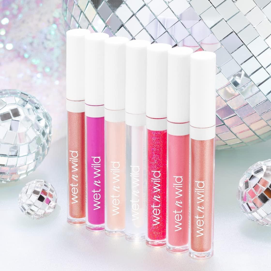 wet n wild MegaSlicks Lip Gloss, Ultra-Glossy, Vitamin-E Enriched, Ultra-Gloss High Shine Moisturizing, Cruelty-Free & Vegan – Berried Treasure(Carded)(Crystal Clear(Pack of 2))