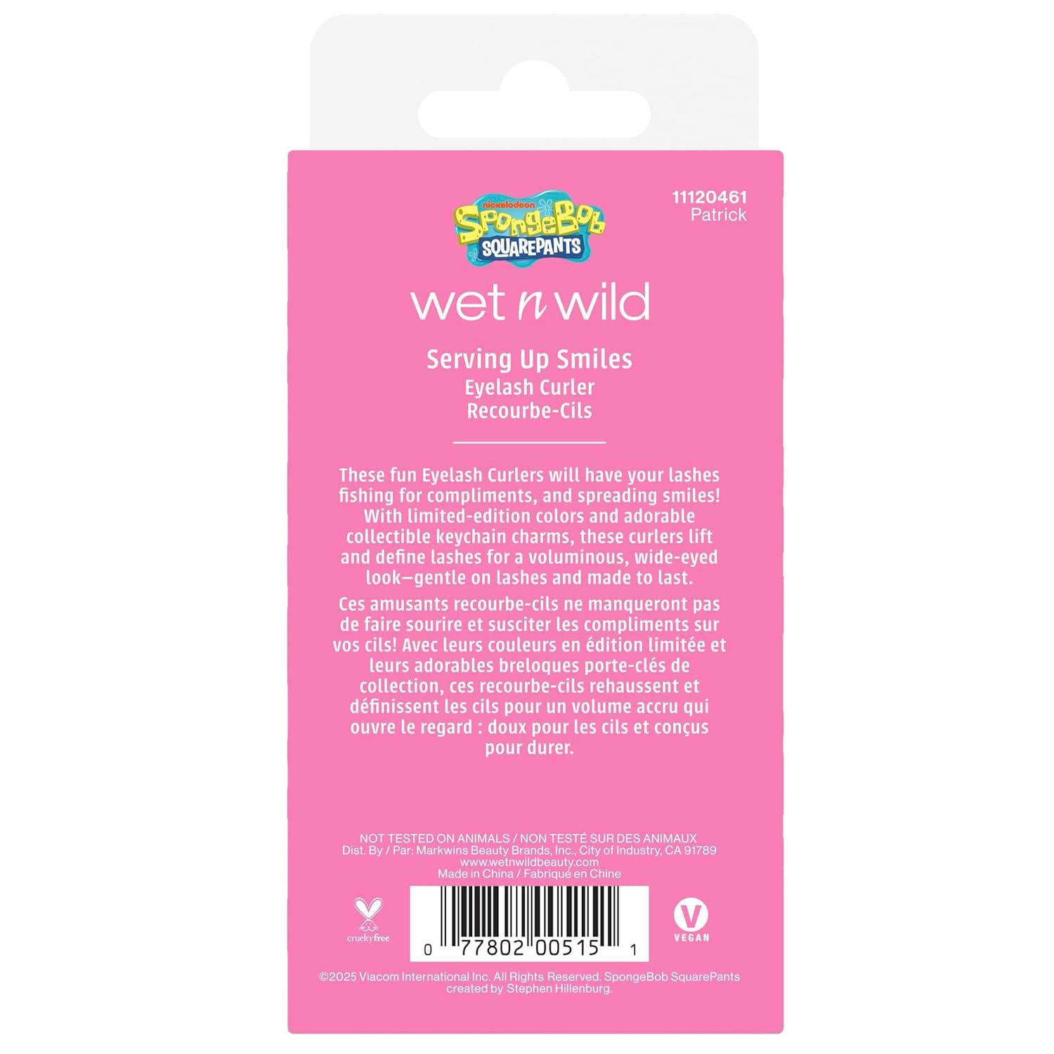 wet n wild Eyelash Curler & Charm, Gentle Silicone Cushion Pad, Curls & Lifts Lashes – Spongebob(Patrick)