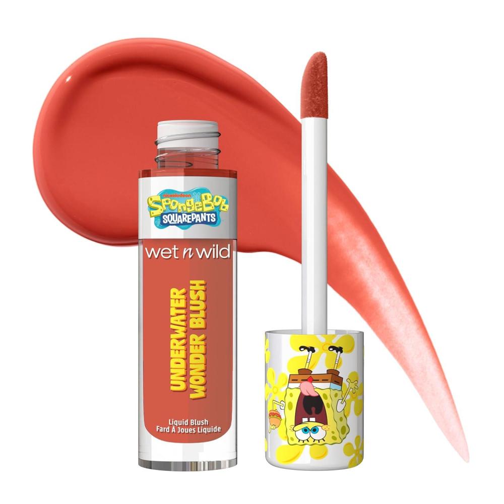 wet n wild SpongeBob Underwater Wonder Liquid Blush, Buildable Shimmery Gel Formula with Seamless Blend & Matte Finish – Perfect Square(Perfect Square)