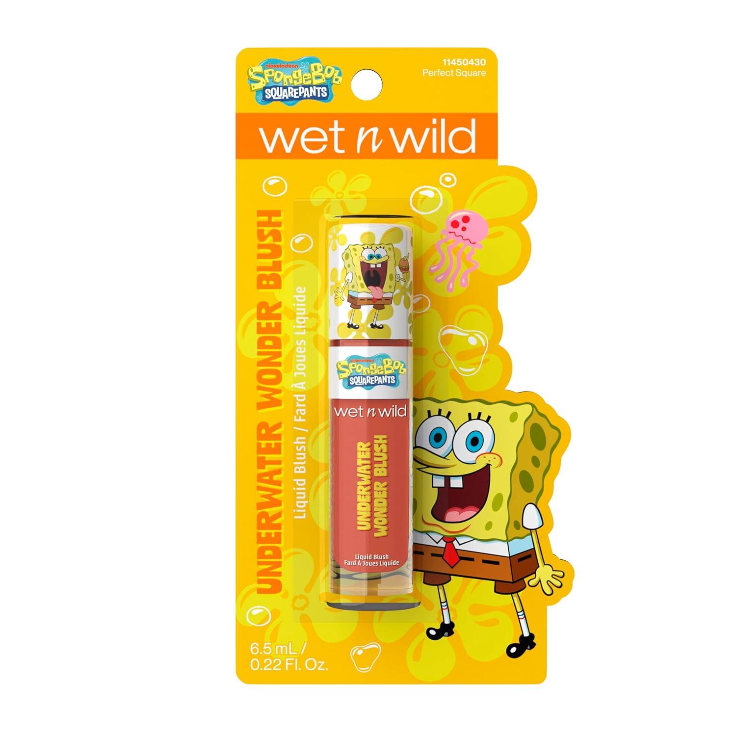 wet n wild SpongeBob Underwater Wonder Liquid Blush, Buildable Shimmery Gel Formula with Seamless Blend & Matte Finish – Perfect Square(Perfect Square)