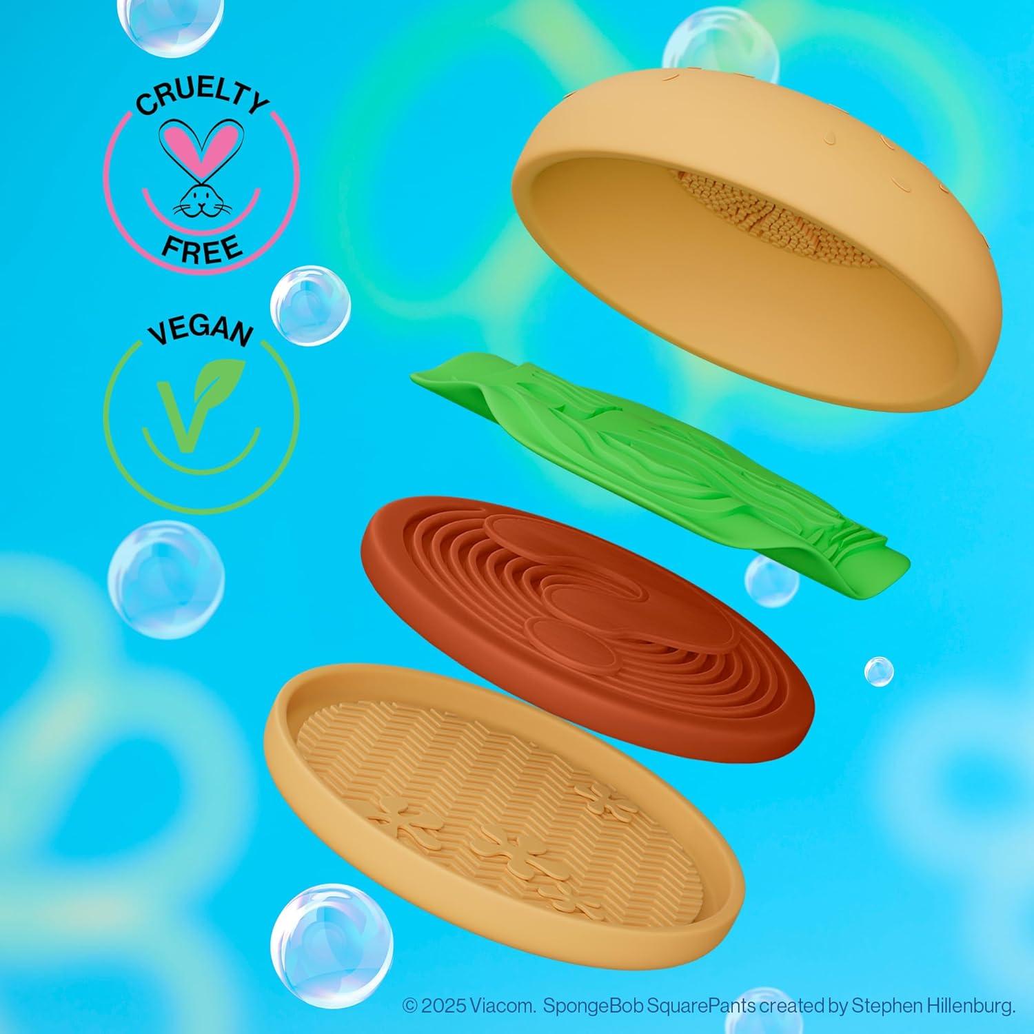 wet n wild SpongeBob Sponge & Brush Cleansing Pads, Flexible Silicone Cleaning Surface, Deep-Cleans All Brush Sizes – Krabby Patty(Krabby Patty)