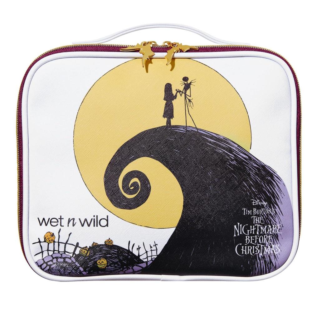 wet n wild Nightmare Before Christmas Makeup Bag – Full-Zip Closure with Bat Charms, Dual-Compartment Interior, Portable Travel Case Inspired by Disney’s Iconic Film, Cruelty-Free – Jack & Sally(Nightmare Before Christmas)
