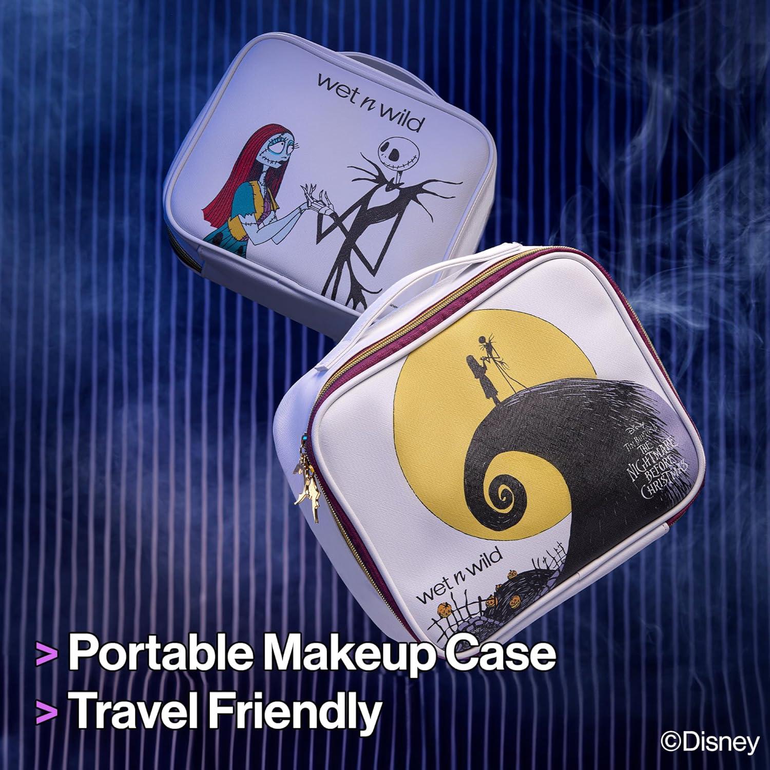 wet n wild Nightmare Before Christmas Makeup Bag – Full-Zip Closure with Bat Charms, Dual-Compartment Interior, Portable Travel Case Inspired by Disney’s Iconic Film, Cruelty-Free – Jack & Sally(Nightmare Before Christmas)