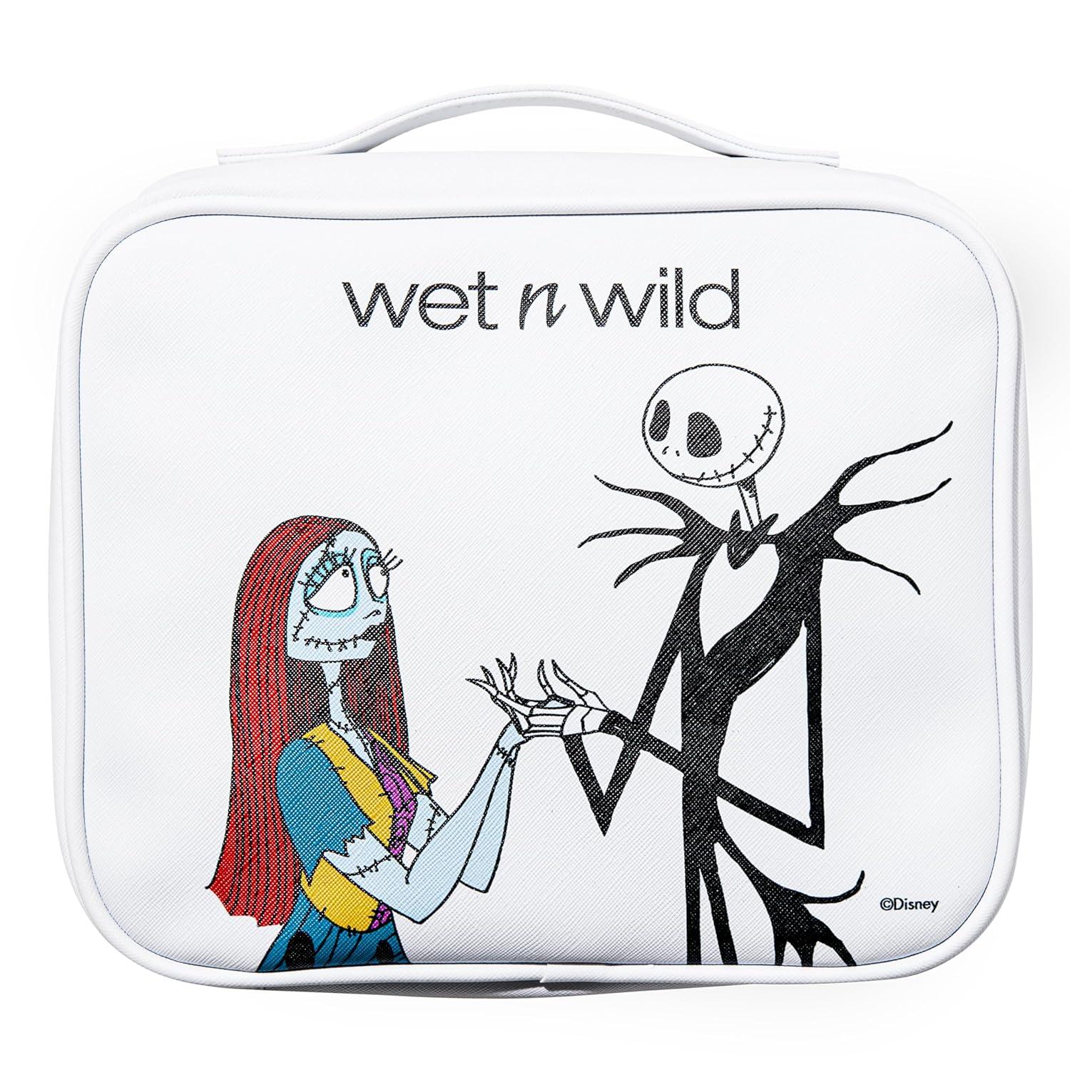 wet n wild Nightmare Before Christmas Makeup Bag – Full-Zip Closure with Bat Charms, Dual-Compartment Interior, Portable Travel Case Inspired by Disney’s Iconic Film, Cruelty-Free – Jack & Sally(Nightmare Before Christmas)