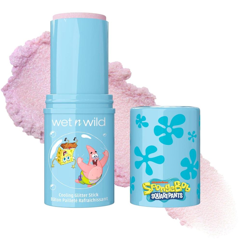 wet n wild Spongebob Cooling Glitter Stick, Shimmering Opal Glow for Face & Body, Puffiness-Reducing Stick – Chill Factor