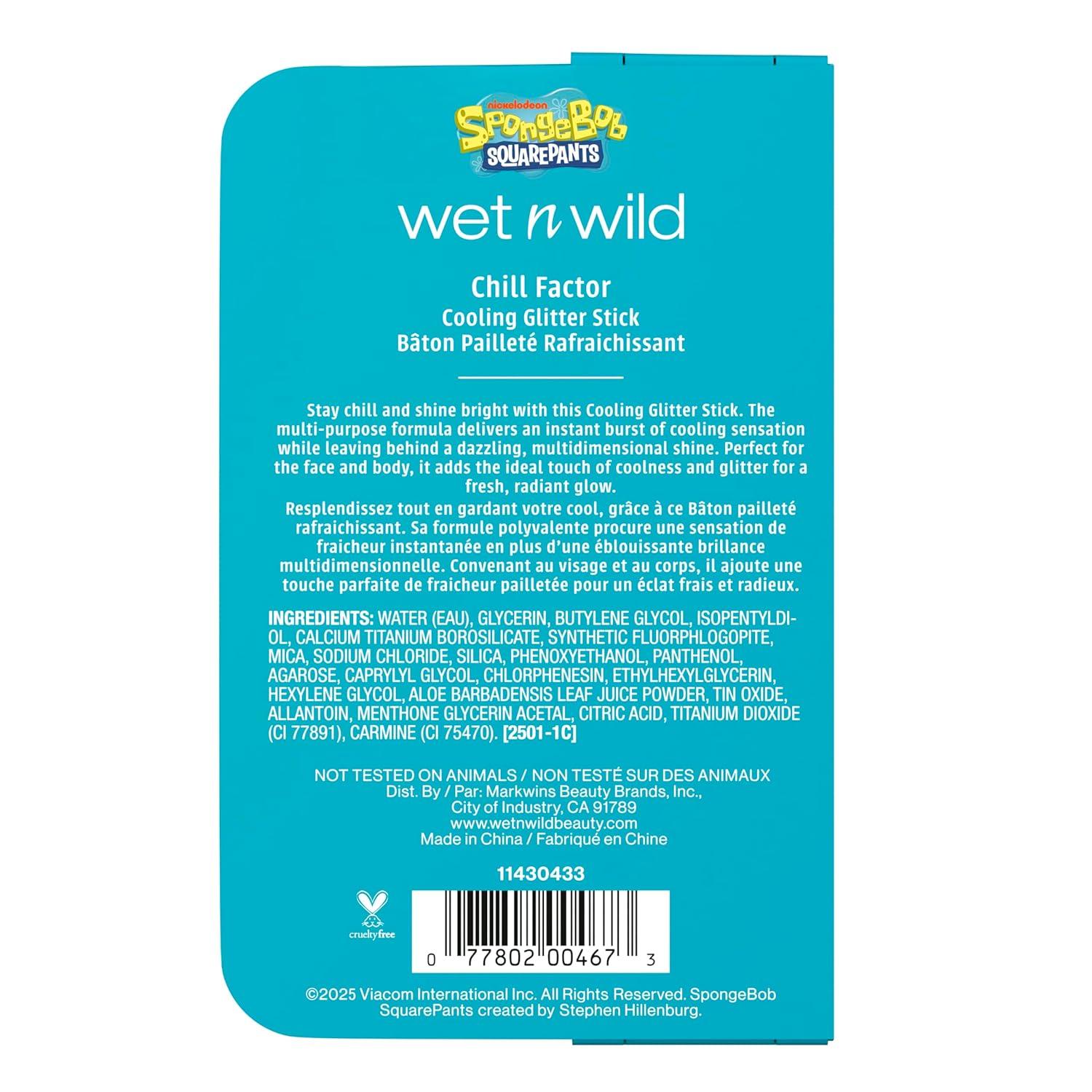 wet n wild Spongebob Cooling Glitter Stick, Shimmering Opal Glow for Face & Body, Puffiness-Reducing Stick – Chill Factor