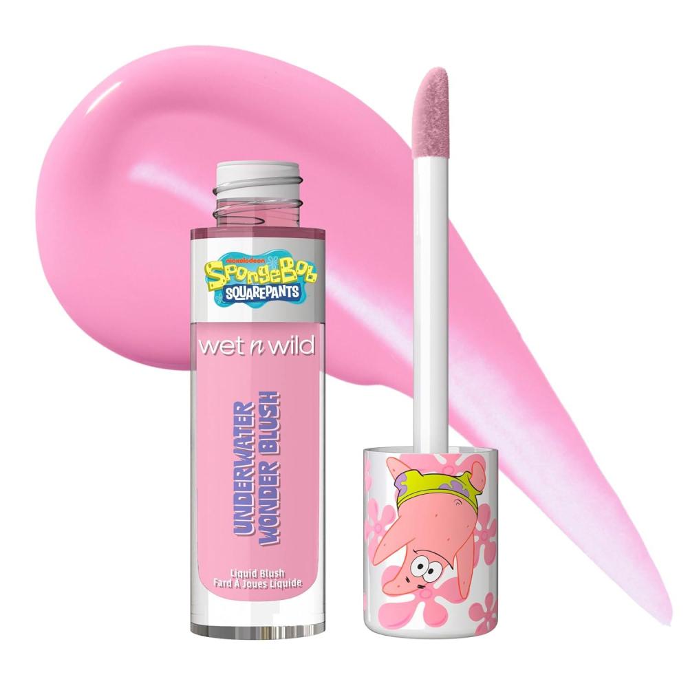 wet n wild SpongeBob Underwater Wonder Liquid Blush, Buildable Shimmery Gel Formula with Seamless Blend & Matte Finish – Perfect Square(Rock Star)
