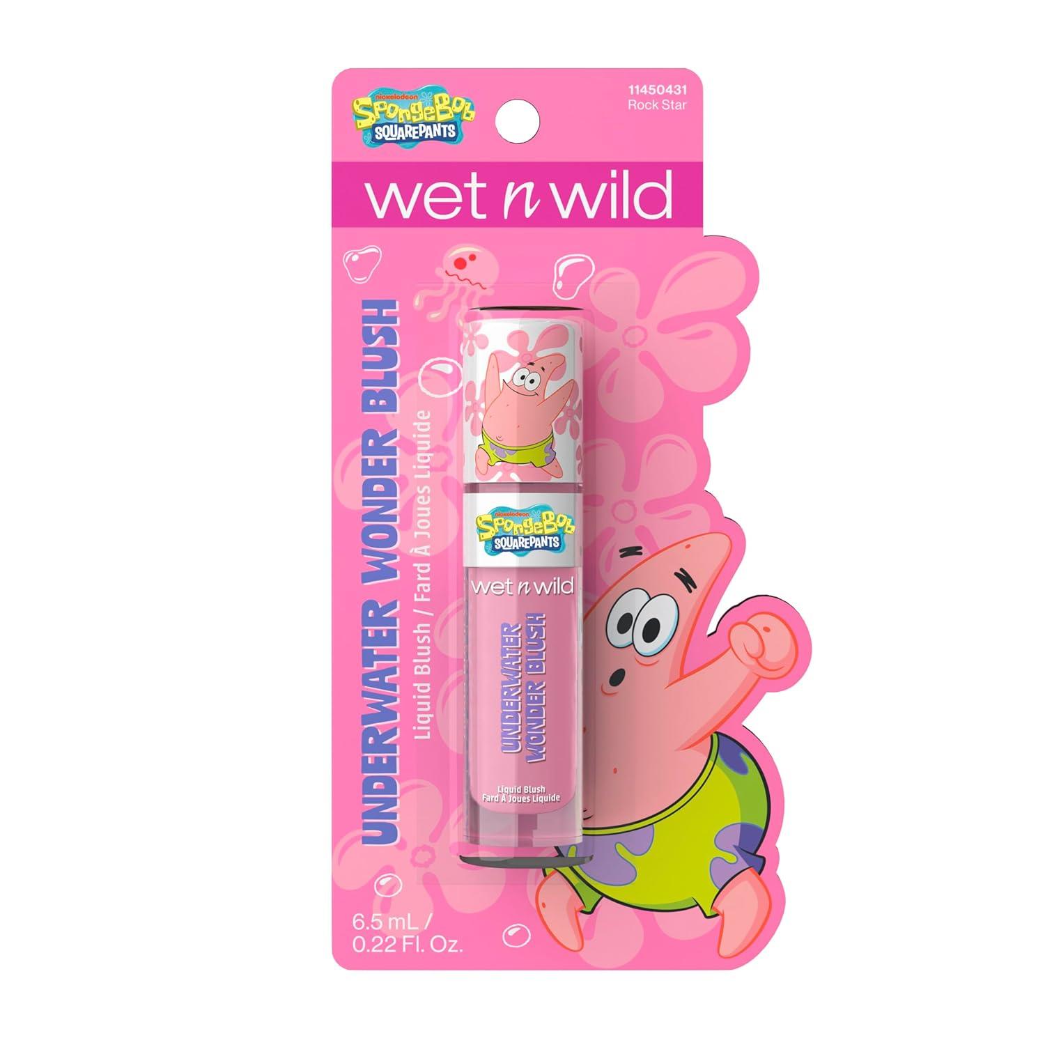 wet n wild SpongeBob Underwater Wonder Liquid Blush, Buildable Shimmery Gel Formula with Seamless Blend & Matte Finish – Perfect Square(Rock Star)