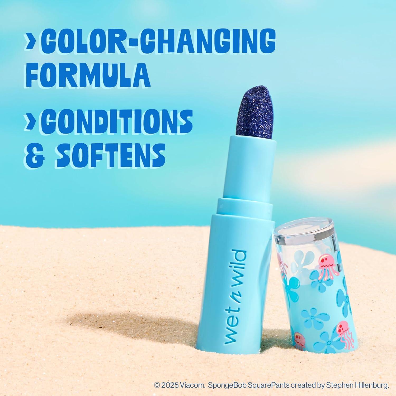 wet n wild Spongebob No. 2 Color-Changing Lip Balm, Smooth GlidePH-Activated Formula, Custom Pink Finish, Cruelty free – Coral Blue