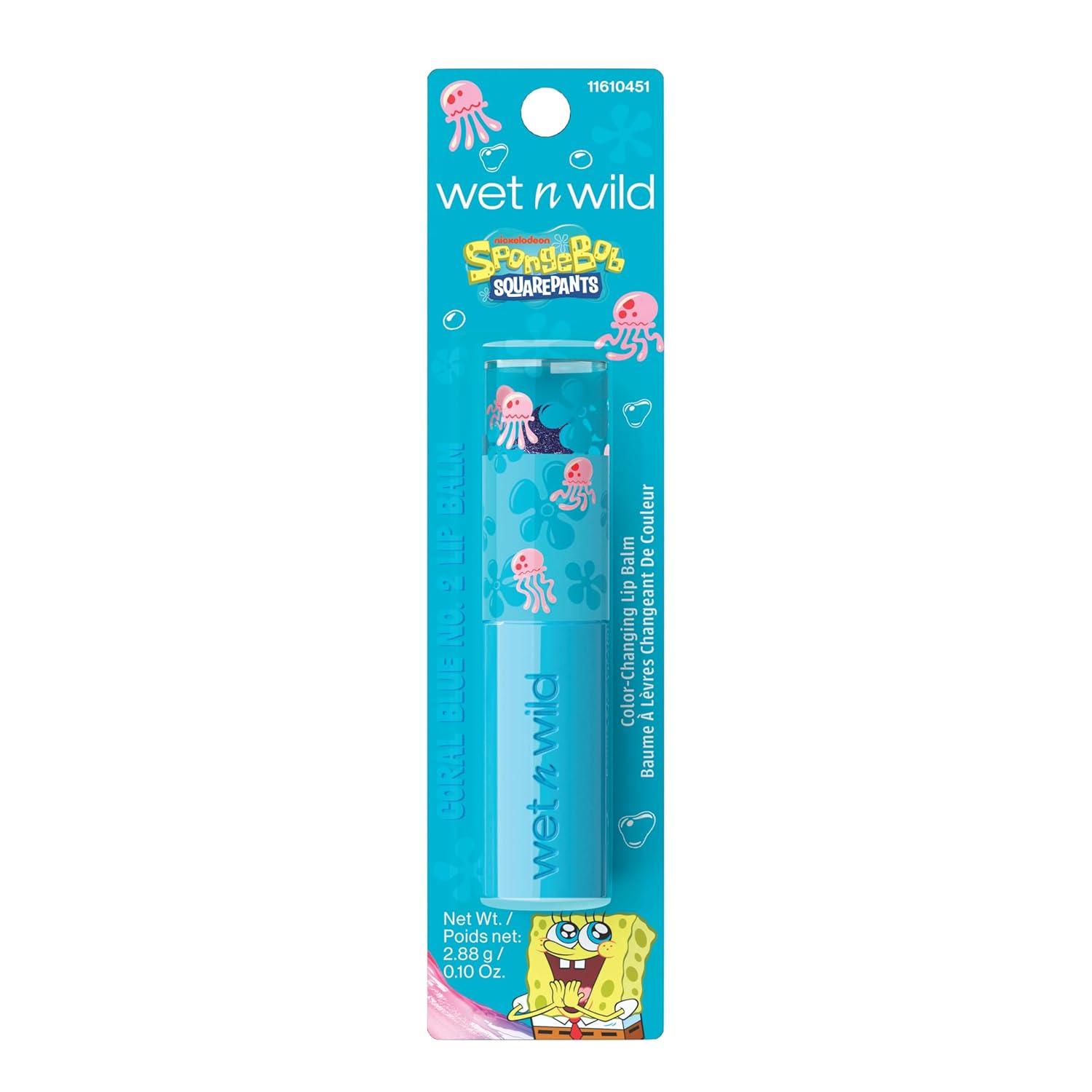 wet n wild Spongebob No. 2 Color-Changing Lip Balm, Smooth GlidePH-Activated Formula, Custom Pink Finish, Cruelty free – Coral Blue