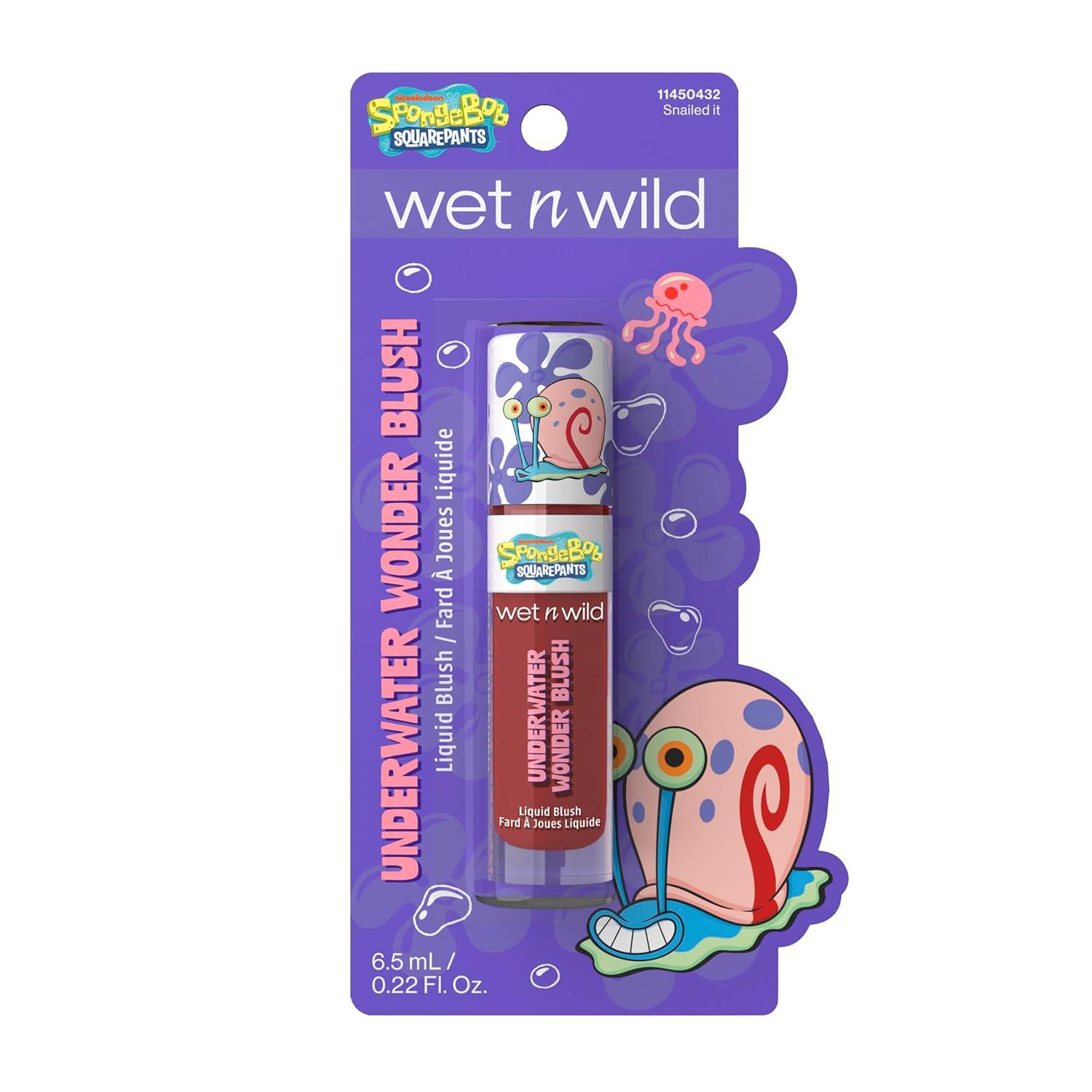 wet n wild SpongeBob Underwater Wonder Liquid Blush, Buildable Shimmery Gel Formula with Seamless Blend & Matte Finish – Perfect Square(Snailed It)