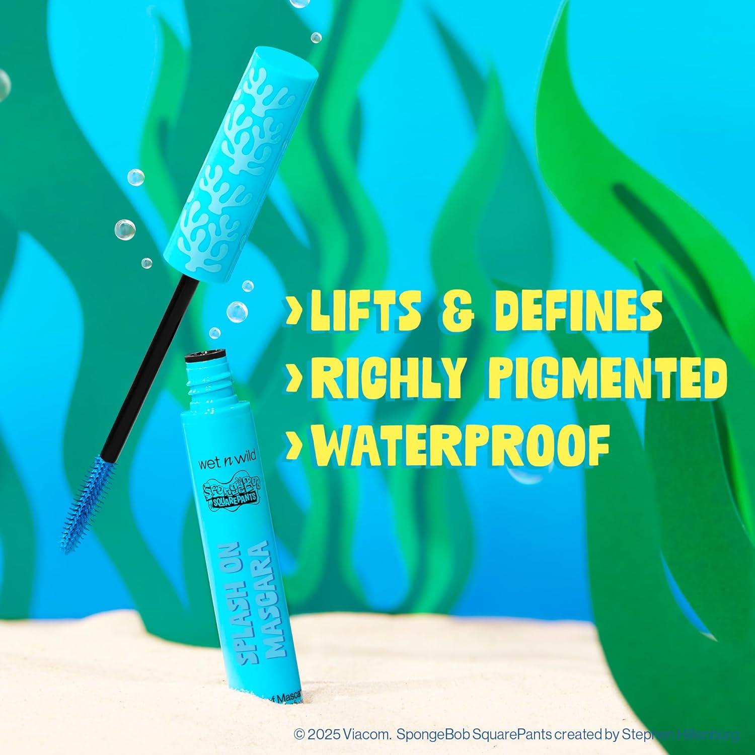 wet n wild SpongeBob Splash On Waterproof Mascara, Bold Black Mascara for Volume, Definition & Long-Lasting Wear, Cruelty Free – Dive Deep(Wave of Fun)