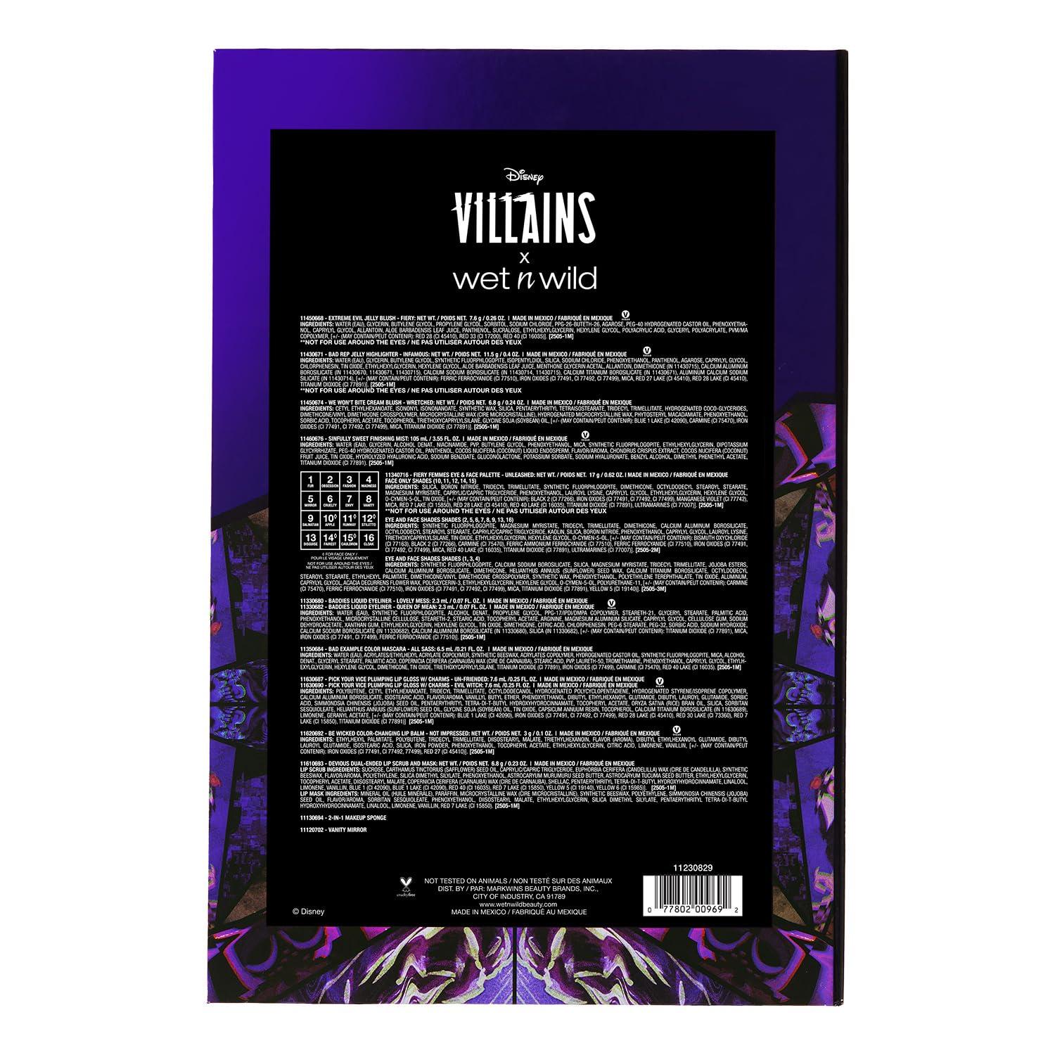 wet n wild Marilyn Monroe Collection PR Box – Makeup Set with Versatile Brushes, Buildable & Blendable Palettes, Vibrant Colors, & Lip Glosses for Unique Looks, Cruelty-Free & Vegan(Disney Villains)