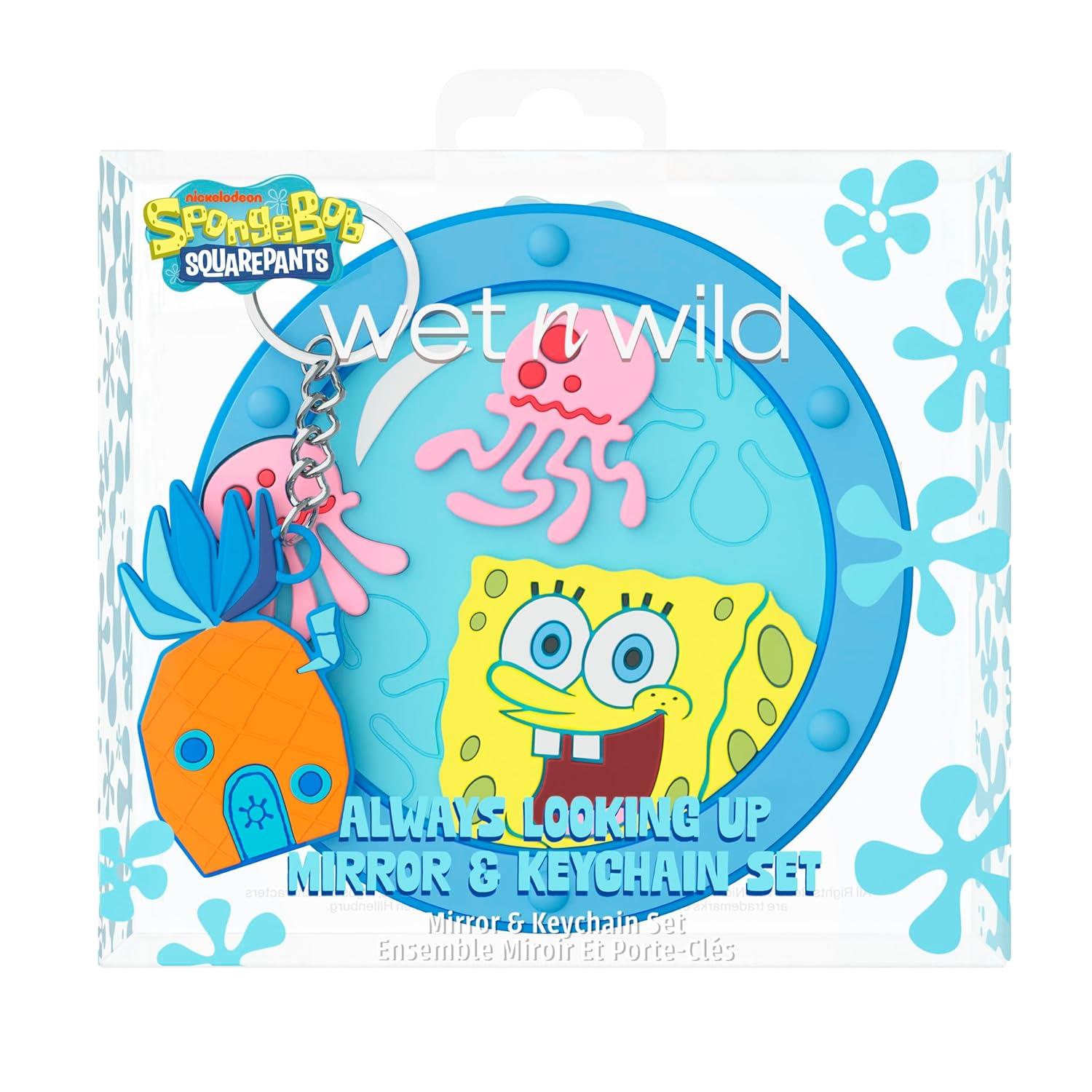 wet n wild SpongeBob Collection Mirror & Keychain Set, Fun & Functional Unbreakable Acrylic Design – Always Looking Up(Always Looking Up)