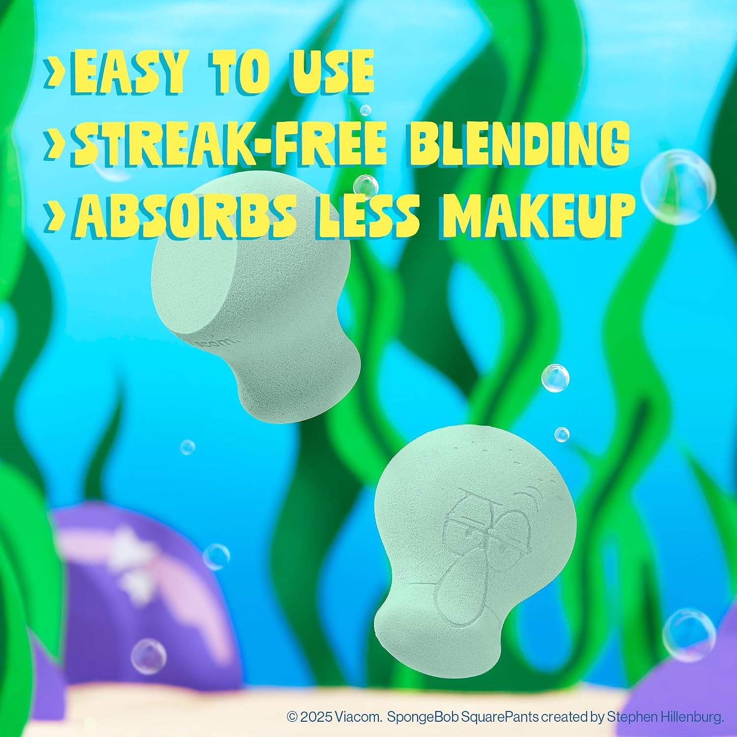 wet n wild SpongeBob SquarePants Collection Makeup Sponge, Hydrophilic Reusable 3D Hourglass Beauty Blender – Squidward Tentacles(Squidward Tentacles)