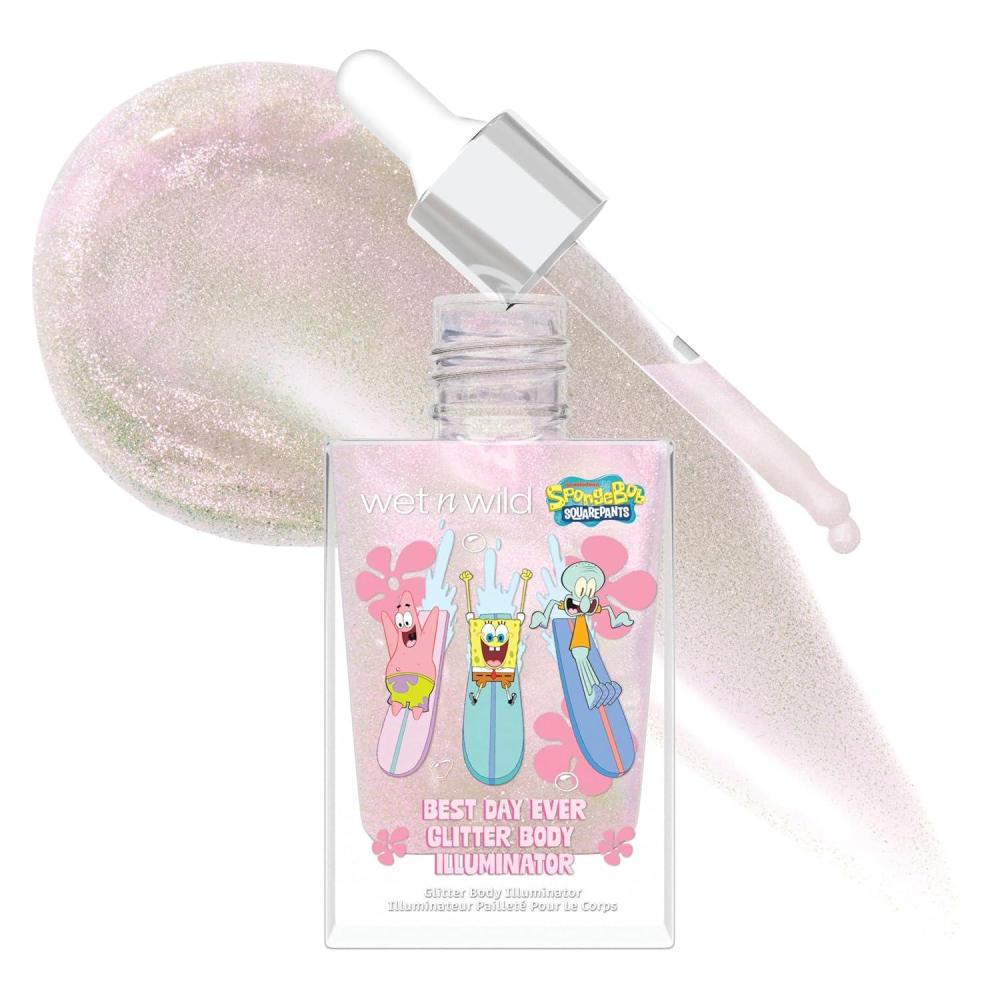 wet n wild Spongebob Best Day Ever Glitter Body Illuminator, Lightweight Non-Sticky Radiant Glow, Blendable Hydrating Formula(Illuminating)