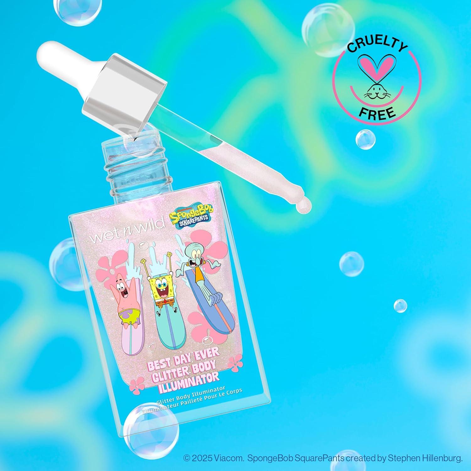 wet n wild Spongebob Best Day Ever Glitter Body Illuminator, Lightweight Non-Sticky Radiant Glow, Blendable Hydrating Formula(Illuminating)