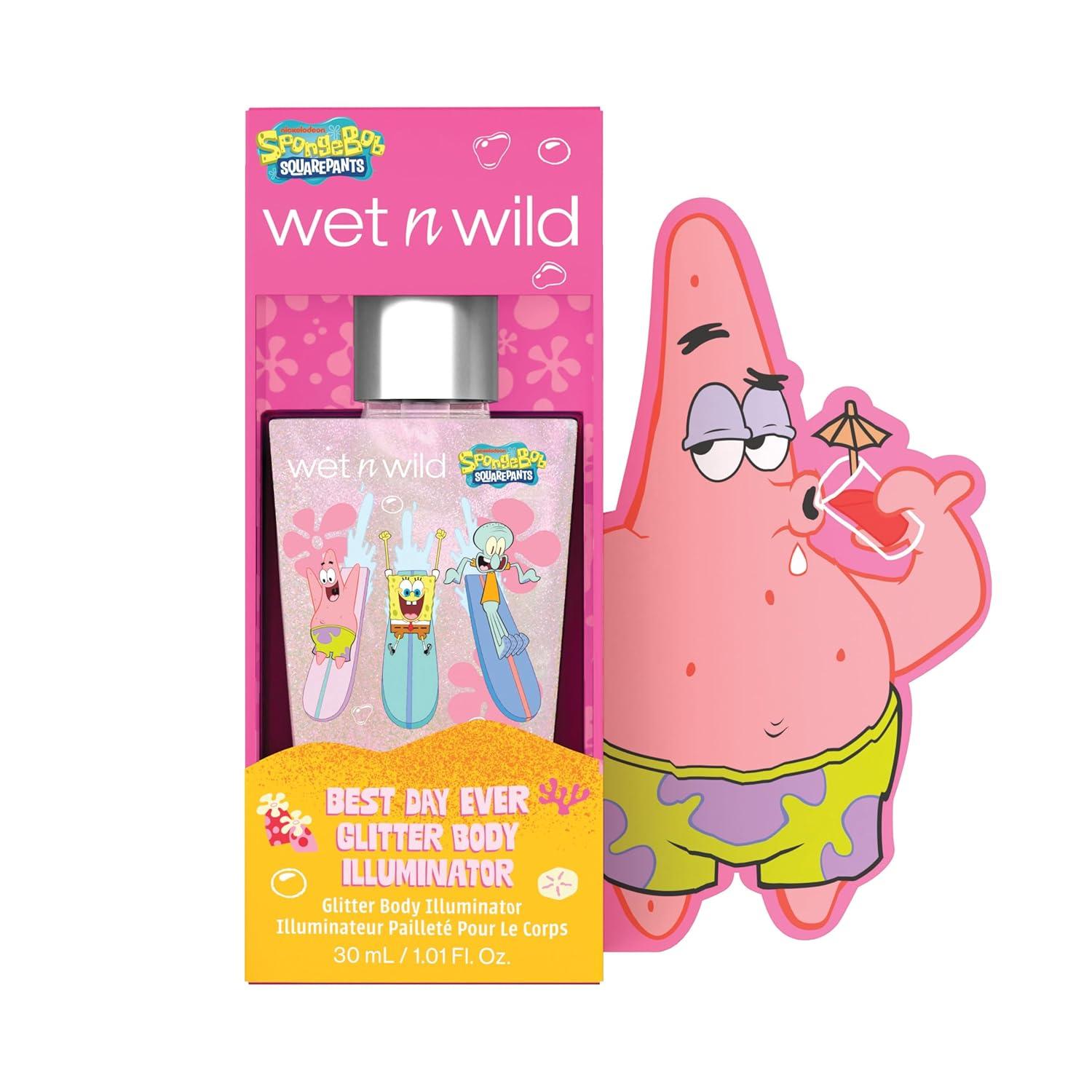 wet n wild Spongebob Best Day Ever Glitter Body Illuminator, Lightweight Non-Sticky Radiant Glow, Blendable Hydrating Formula(Illuminating)