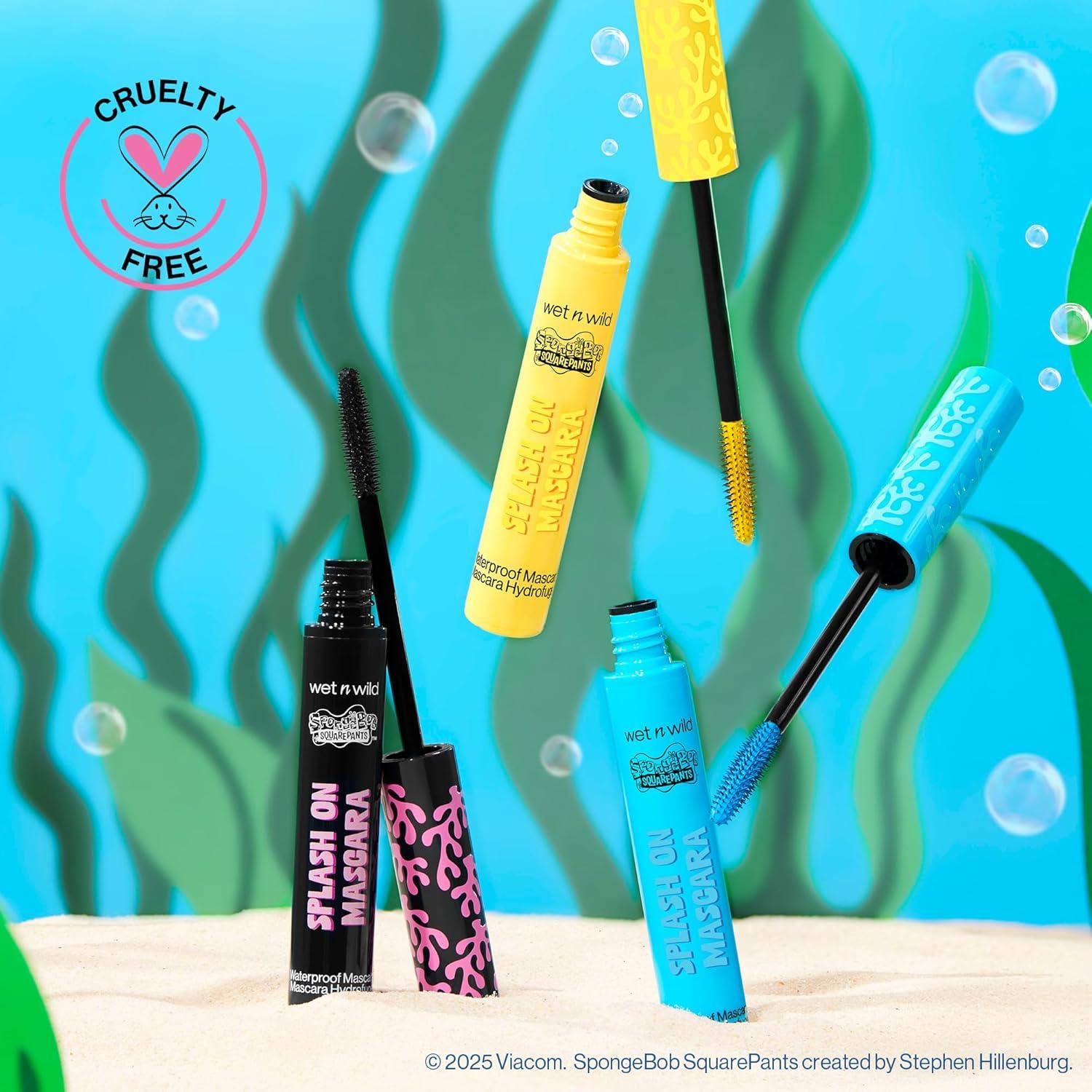 wet n wild SpongeBob Splash On Waterproof Mascara, Bold Black Mascara for Volume, Definition & Long-Lasting Wear, Cruelty Free – Dive Deep(Make a Splash)