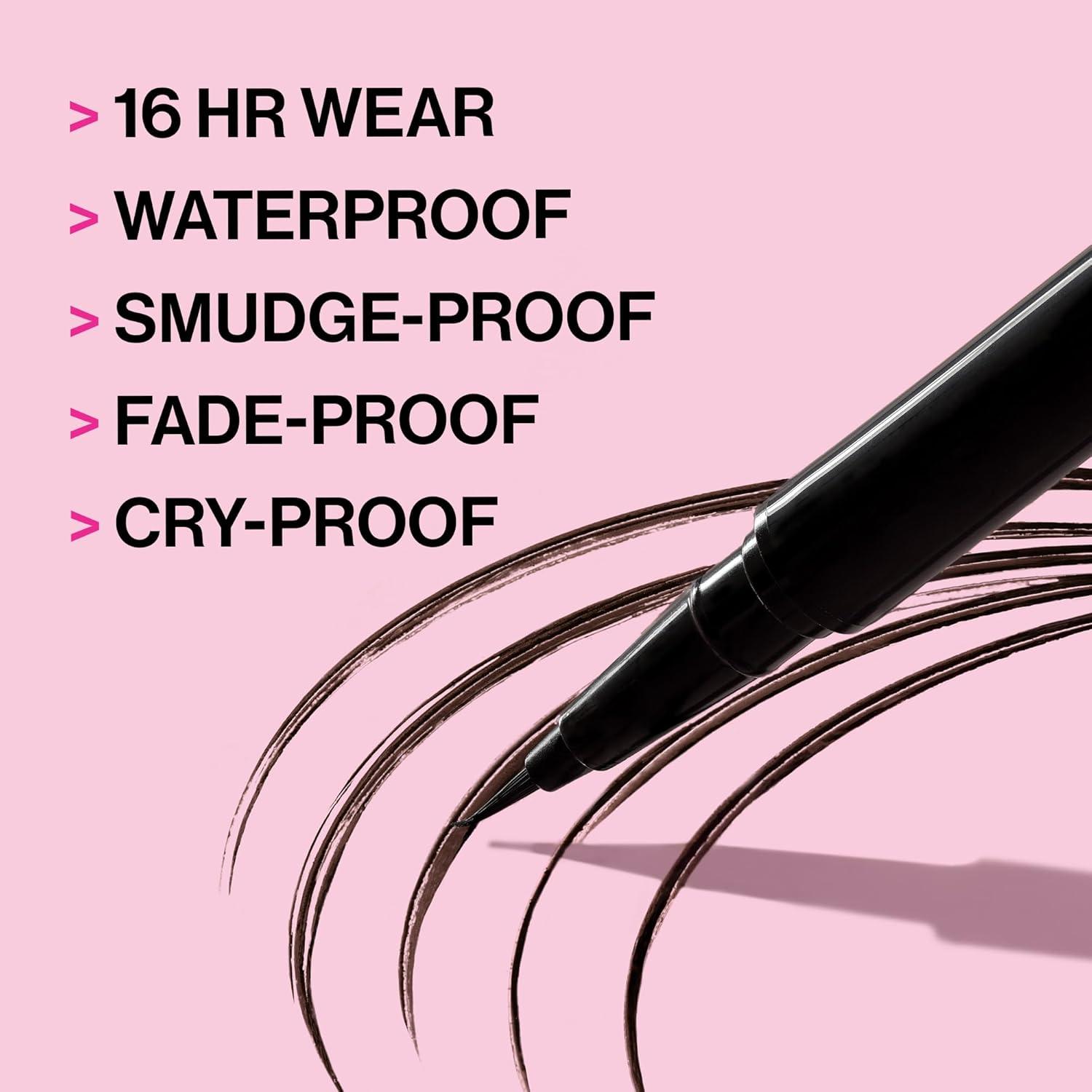 wet n wild Mega Last Breakup Proof Liquid Eyeliner – Ultra-Fine Brush, Waterproof, 16-Hour Long-Lasting Wear – Cruelty-Free & Vegan – Brown(Ultra Black)