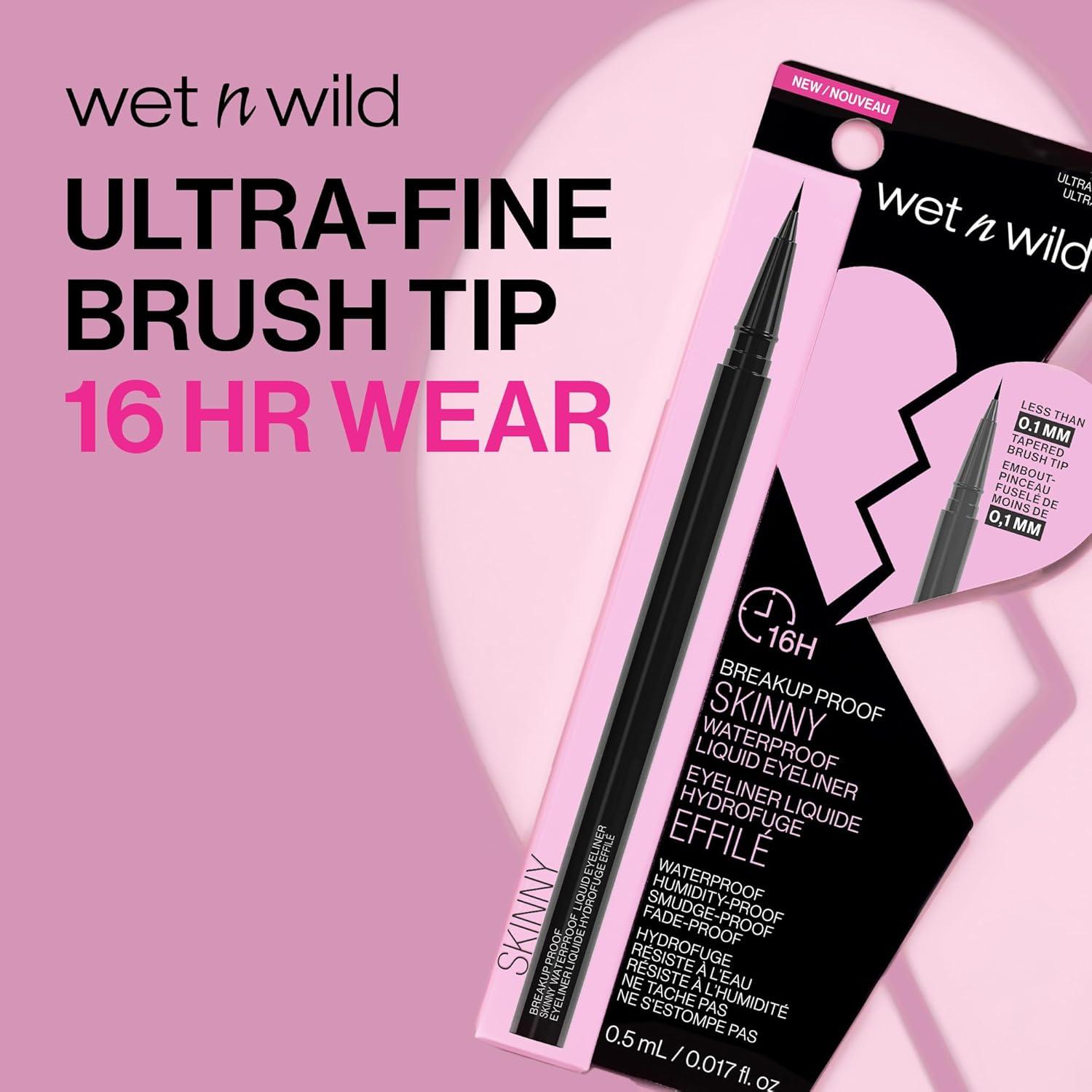 wet n wild Mega Last Breakup Proof Liquid Eyeliner – Ultra-Fine Brush, Waterproof, 16-Hour Long-Lasting Wear – Cruelty-Free & Vegan – Brown(Ultra Black)