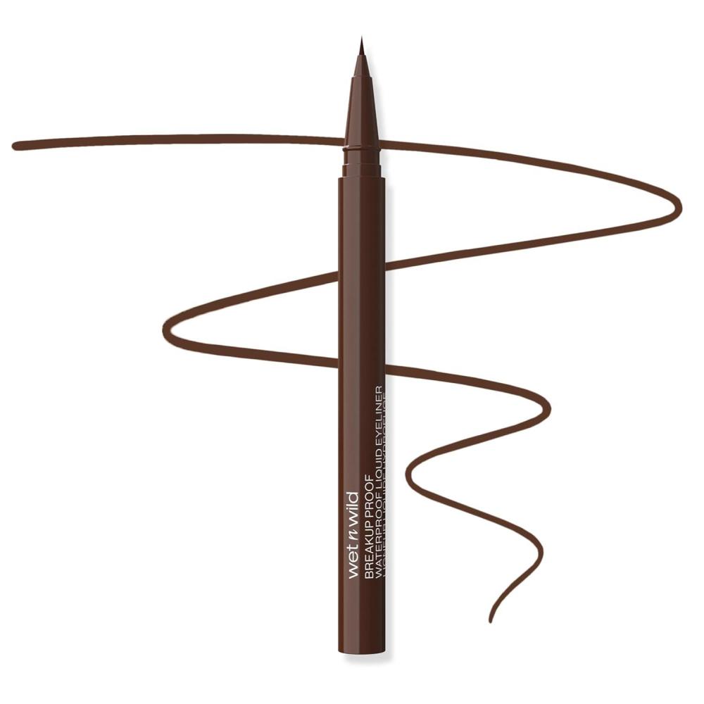 wet n wild Mega Last Breakup Proof Liquid Eyeliner – Ultra-Fine Brush, Waterproof, 16-Hour Long-Lasting Wear – Cruelty-Free & Vegan – Brown(Brown)