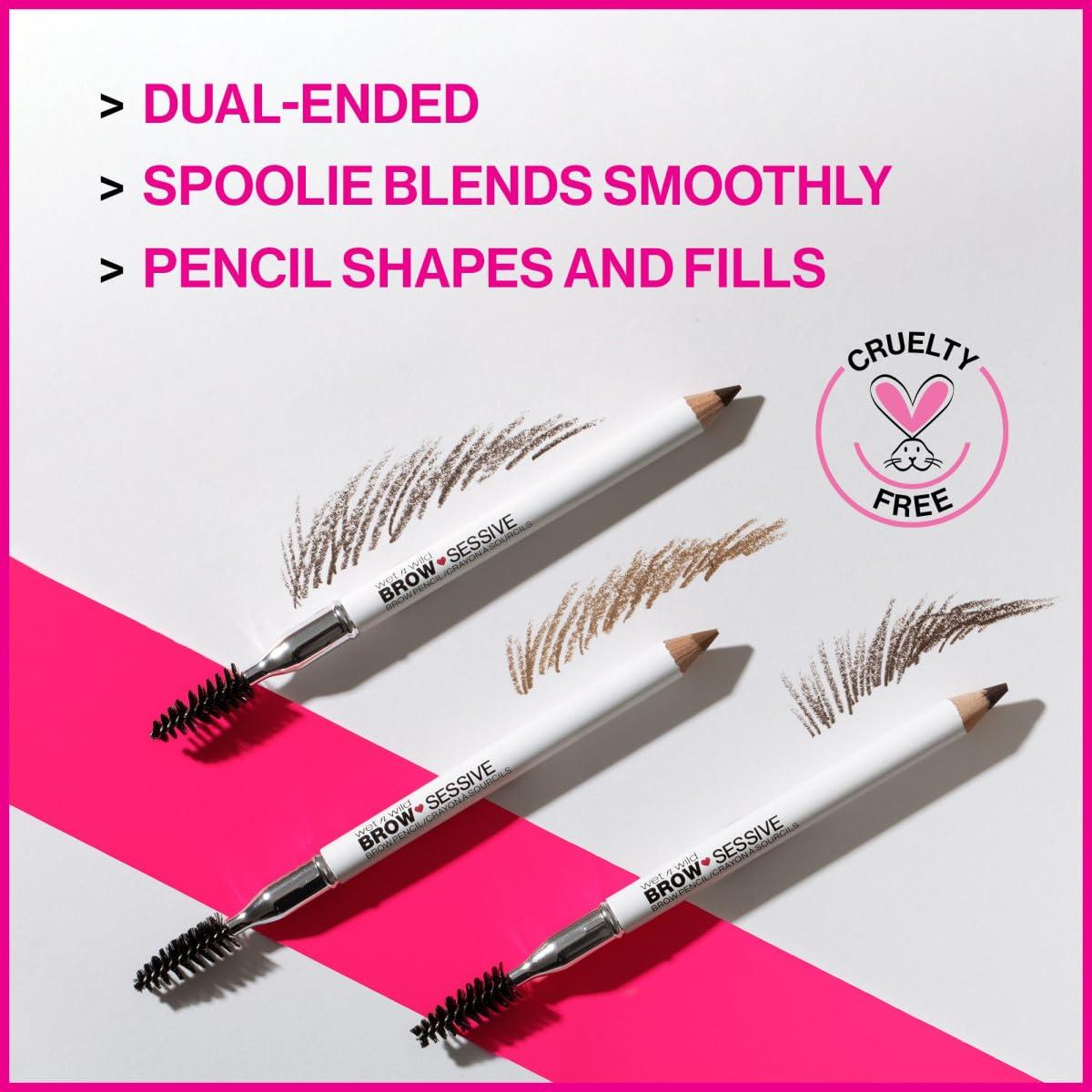 wet n wild Brow-Sessive Brow Pencil, Ultra-Precise Dual Ended Spoolie Brush for Perfect Buildable Blendable Shaping, Natural Lasting Shades for Every Brow, Cruelty-Free & Vegan – Dark Brown(Packaged)(Taupe)
